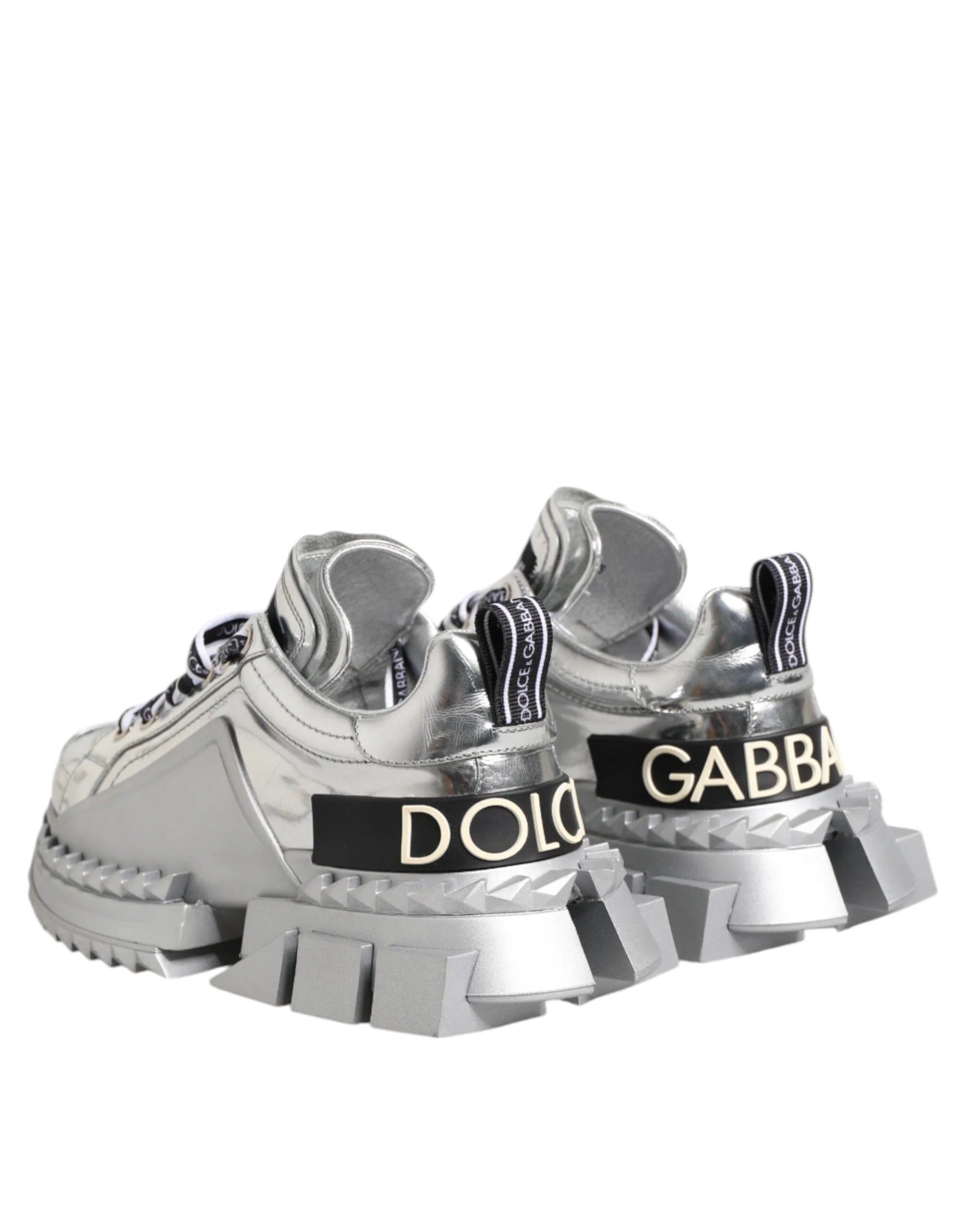 Dolce & Gabbana Silver Leather Super Queen Sneakers Shoes - EU35/US4.5