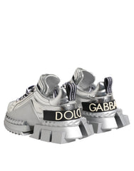 Dolce & Gabbana Silver Leather Super Queen Sneakers Shoes - EU35/US4.5