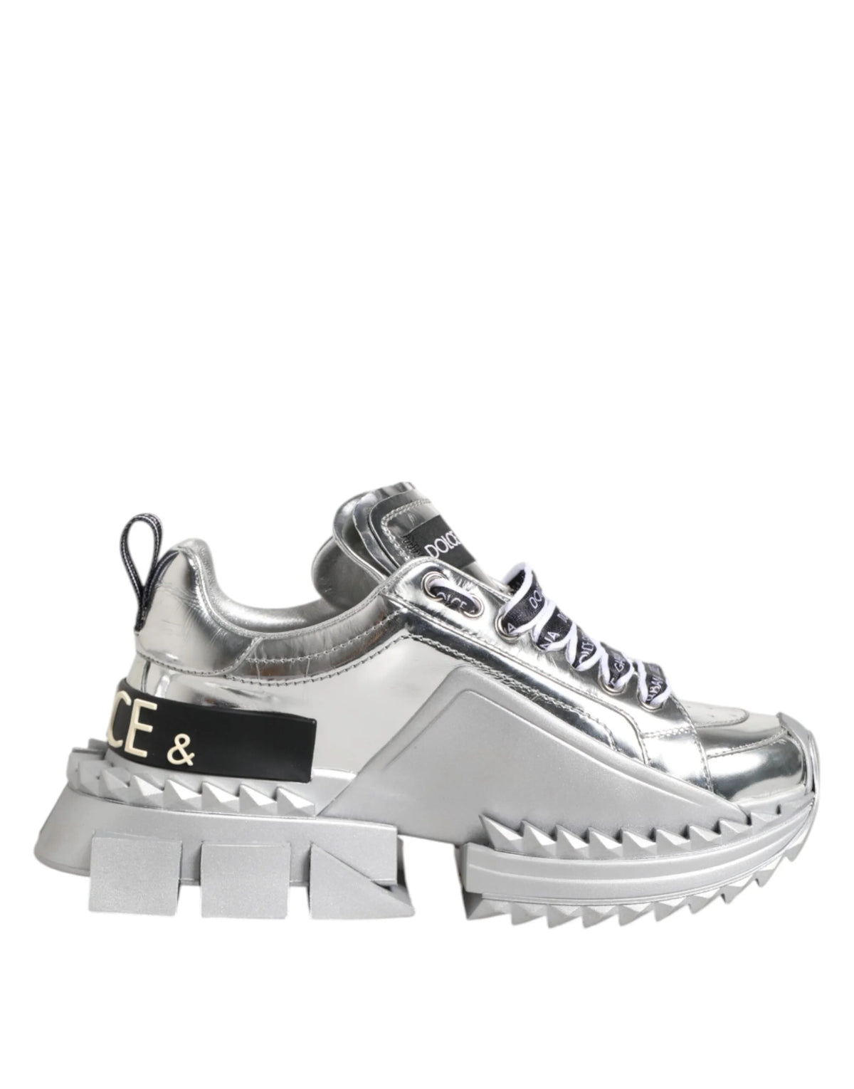 Dolce & Gabbana Silver Leather Super Queen Sneakers Shoes - EU35/US4.5 - Sneakers