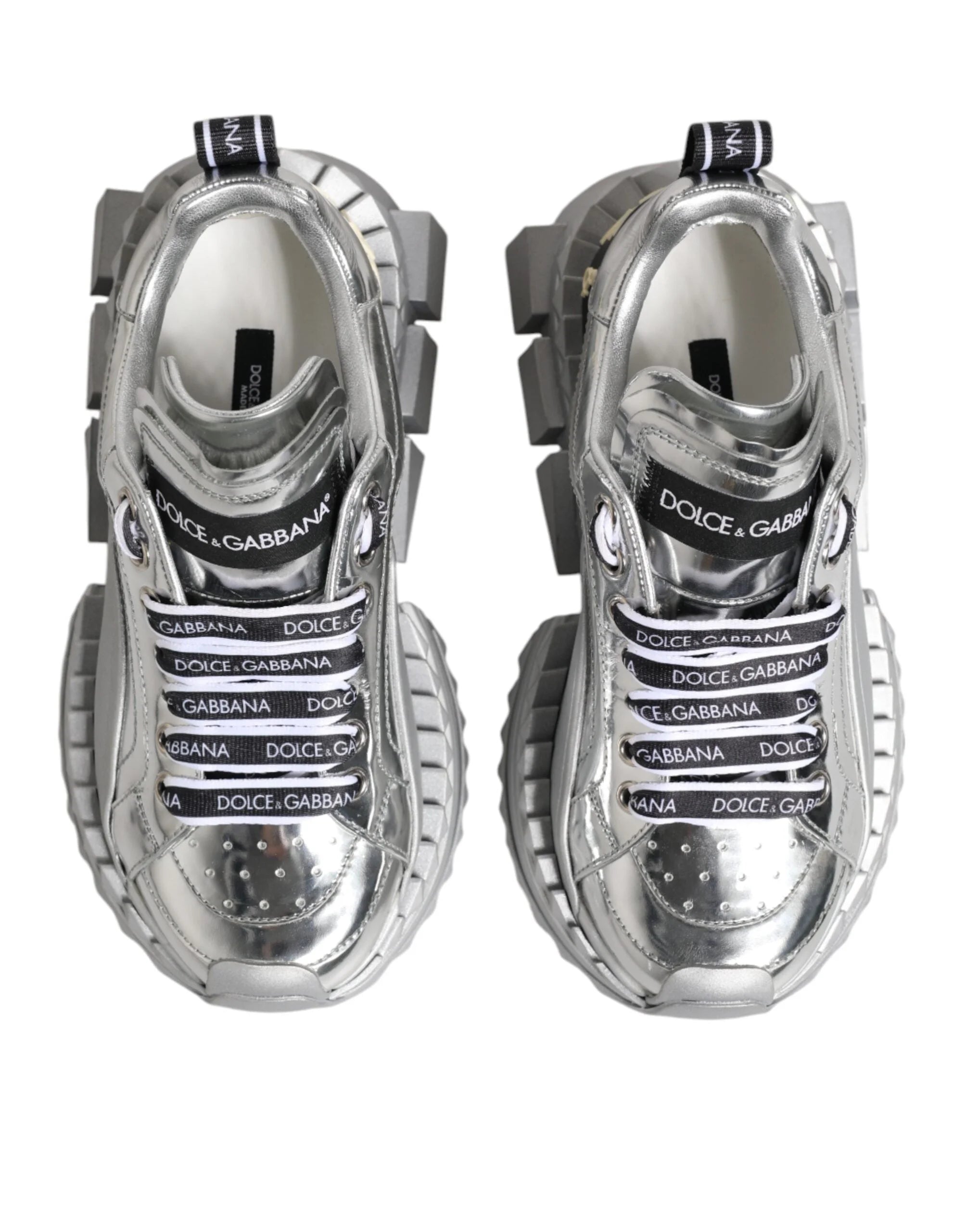 Dolce & Gabbana Silver Leather Super Queen Sneakers Shoes - EU35/US4.5