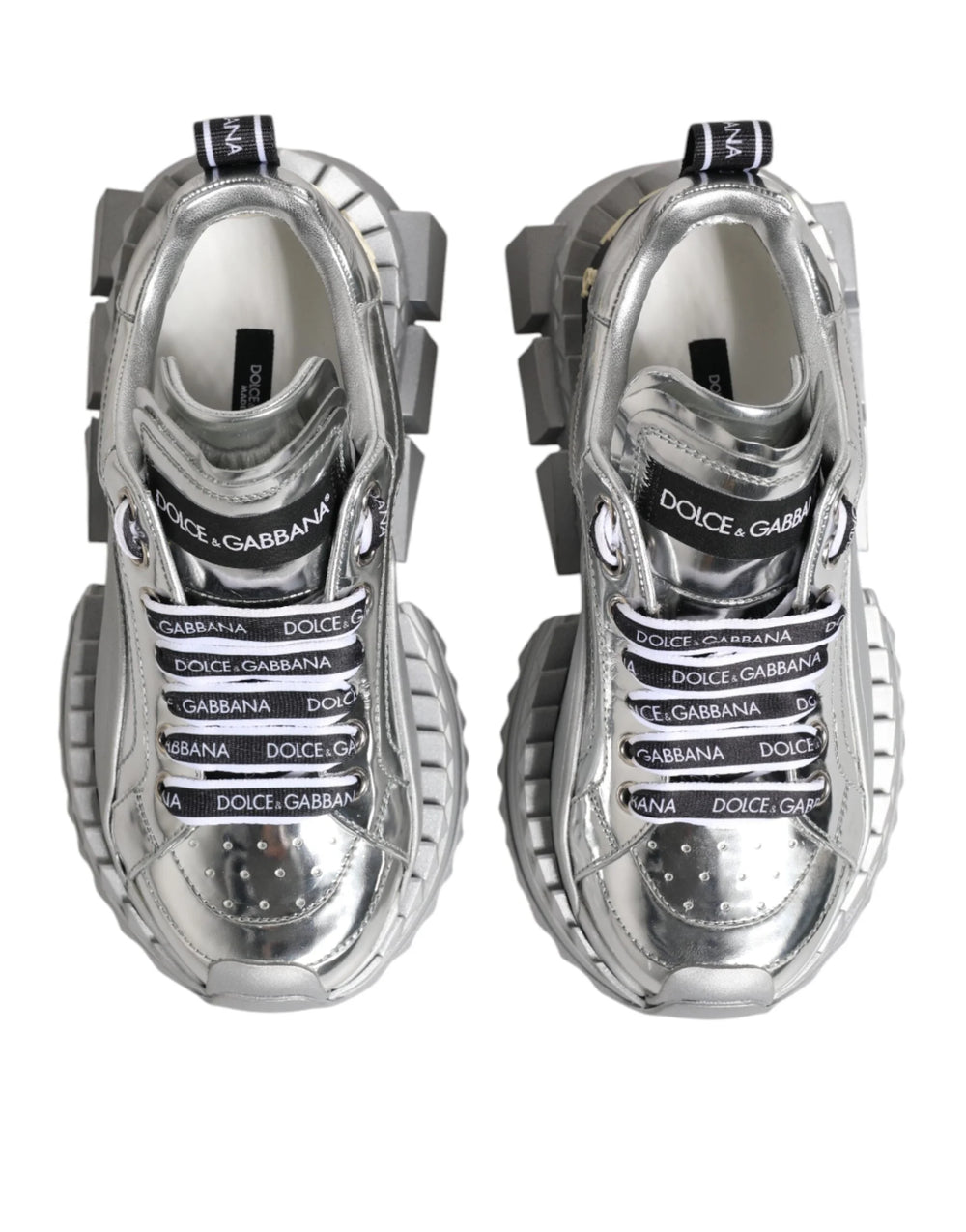 Dolce & Gabbana Silver Leather Super Queen Sneakers Shoes - EU35/US4.5