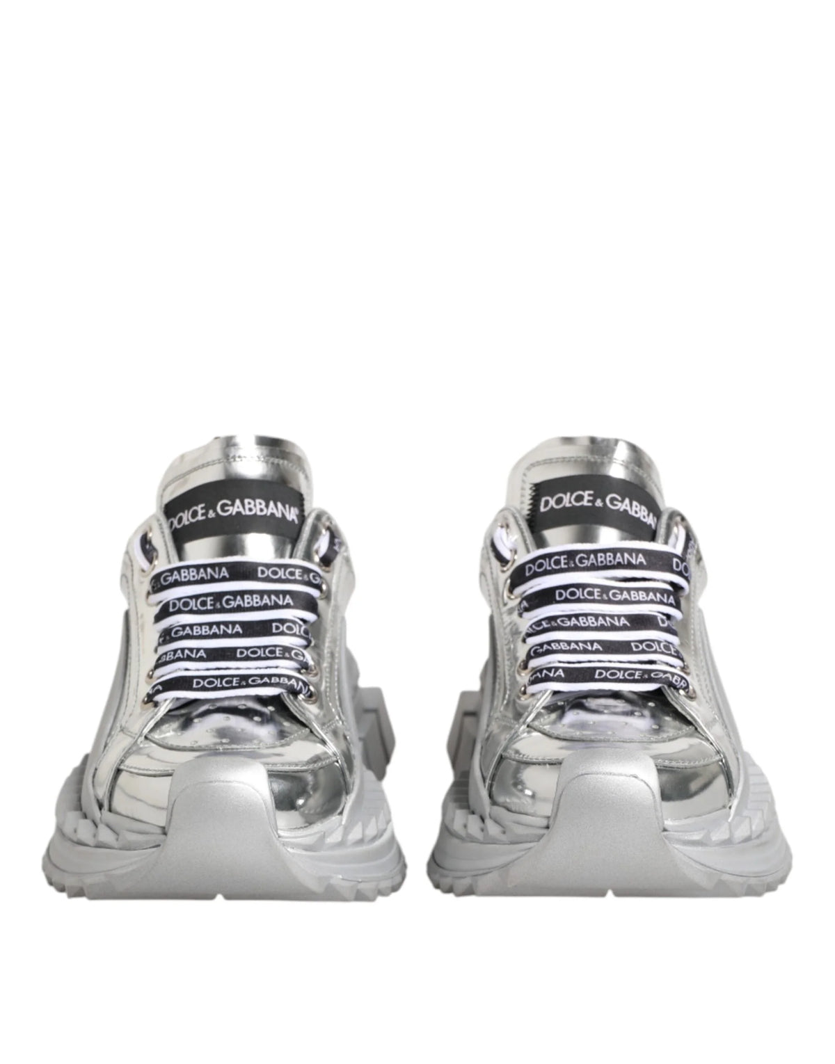 Dolce & Gabbana Silver Leather Super Queen Sneakers Shoes - EU35/US4.5