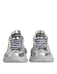 Dolce & Gabbana Silver Leather Super Queen Sneakers Shoes - EU35/US4.5