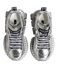 Dolce & Gabbana Silver Leather Super Queen Sneakers Shoes - EU35/US4.5 - Sneakers