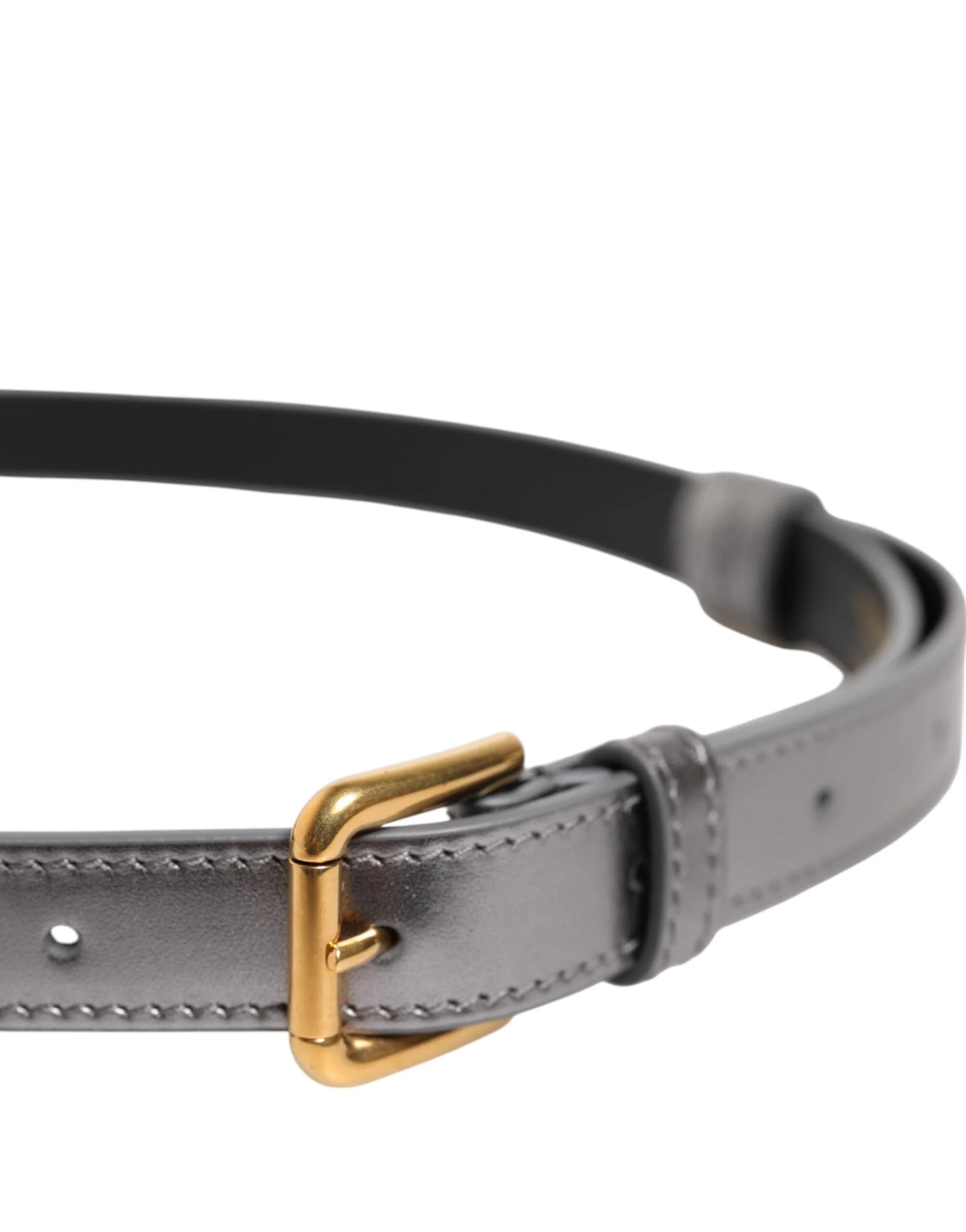 Dolce & Gabbana Silver Logo Engraved Metal Waist Buckle Belt - 75 cm / 29,5 Inches - Belts
