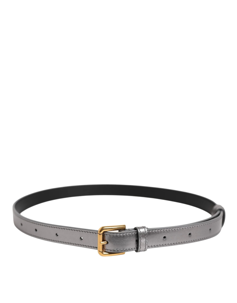 Dolce & Gabbana Silver Logo Engraved Metal Waist Buckle Belt - 75 cm / 29,5 Inches - Belts