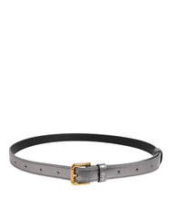 Dolce & Gabbana Silver Logo Engraved Metal Waist Buckle Belt - 75 cm / 29,5 Inches - Belts
