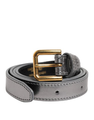 Dolce & Gabbana Silver Logo Engraved Metal Waist Buckle Belt - 75 cm / 29,5 Inches - Belts