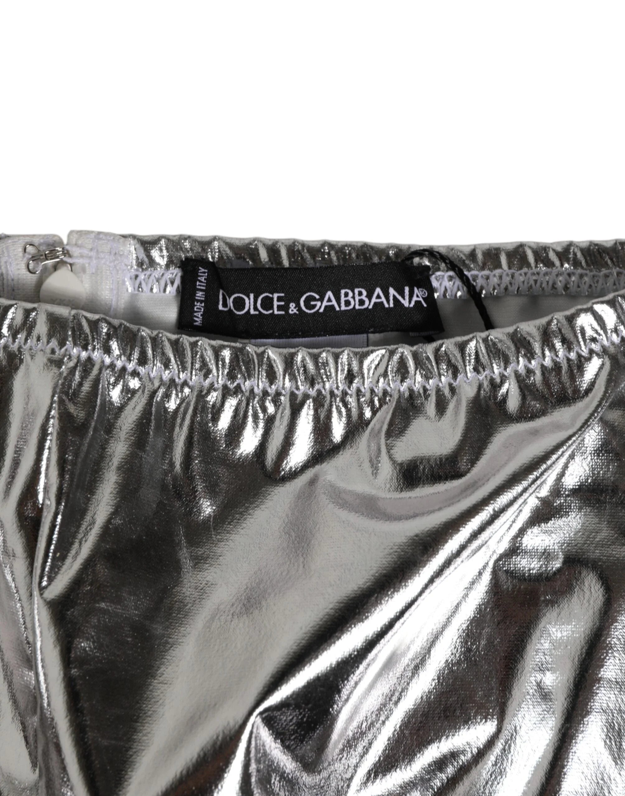 Dolce & Gabbana Silver Metallic High Waist Bikini Bottom Women Underwear - IT3 | M - Bikinis