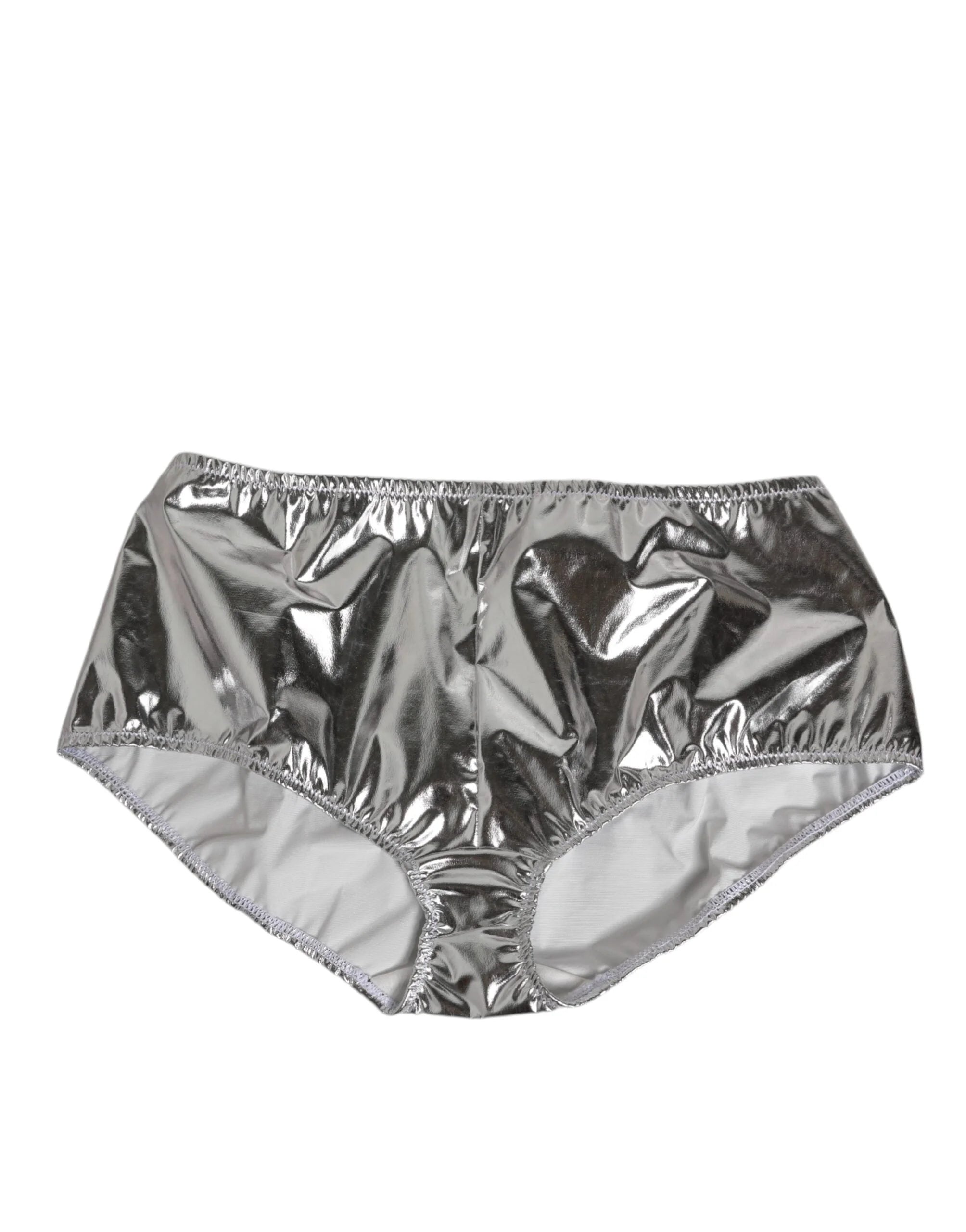 Dolce & Gabbana Silver Metallic High Waist Bikini Bottom Women Underwear - IT3 | M - Bikinis