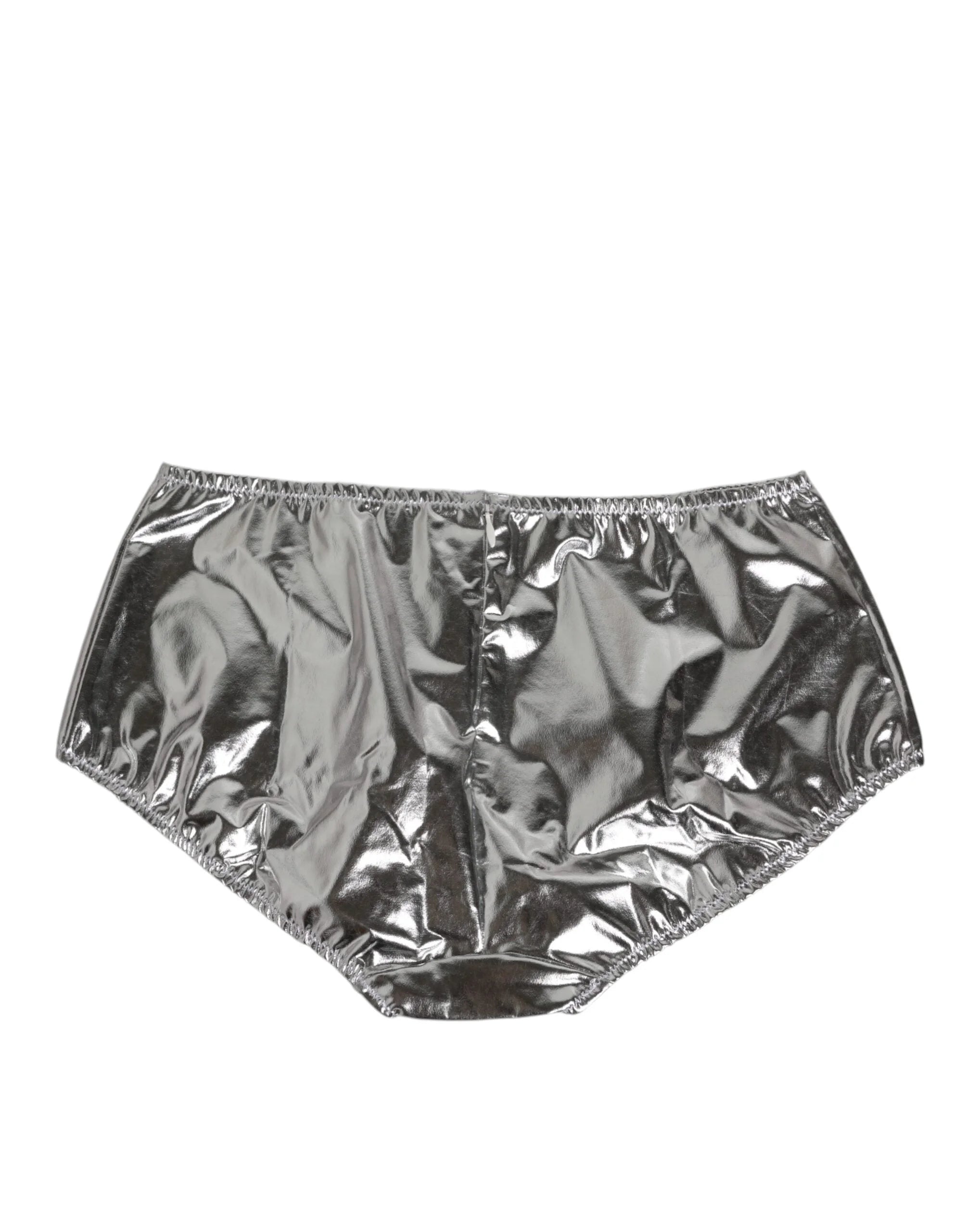 Dolce & Gabbana Silver Metallic High Waist Bikini Bottom Women Underwear - IT3 | M