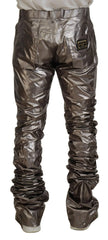 Dolce & Gabbana Silver Metallic Nylon Stretch Pants - Trousers