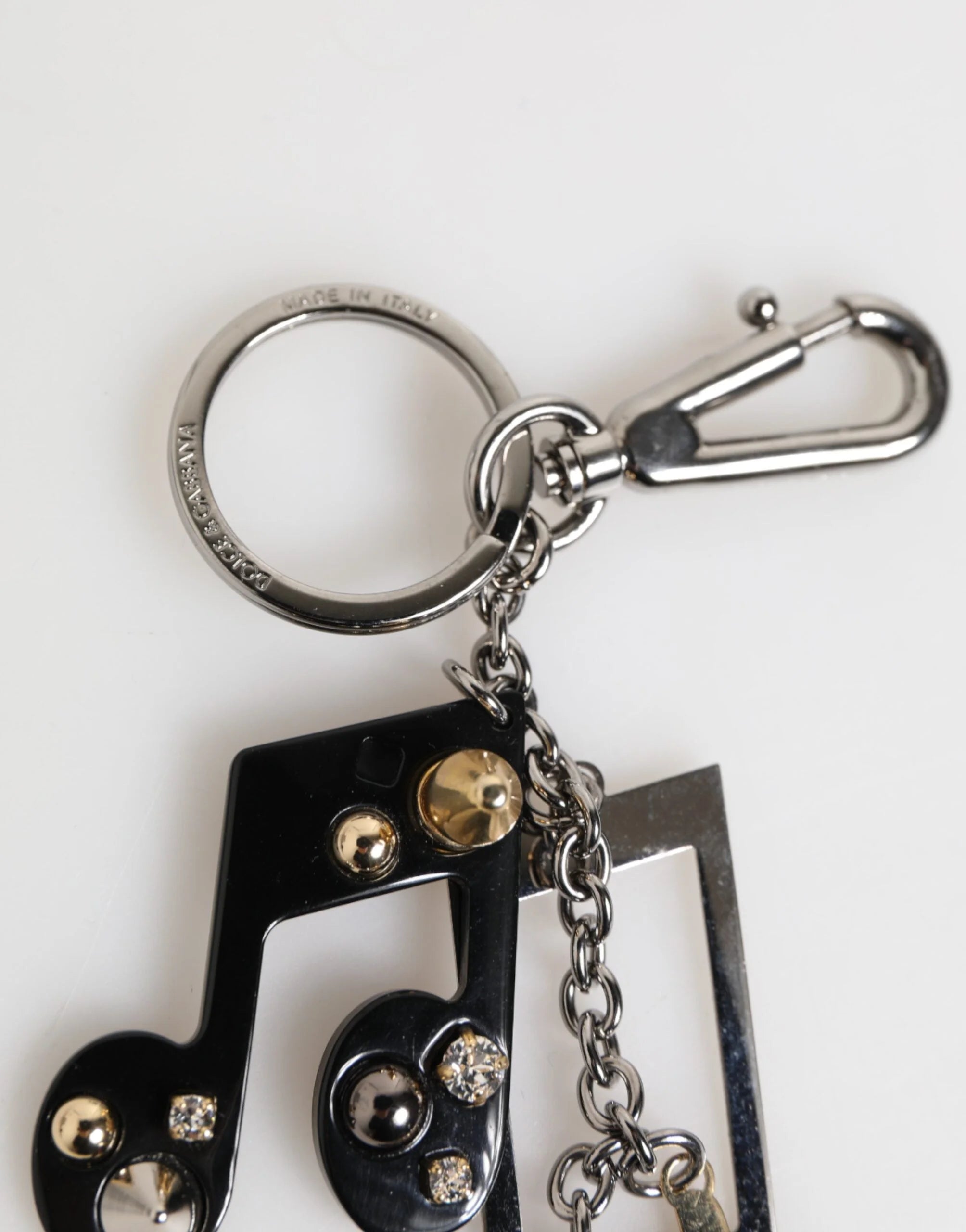Dolce & Gabbana Silver Musical Note Key Holder Keychain Bag Charm Keyring - Keychains