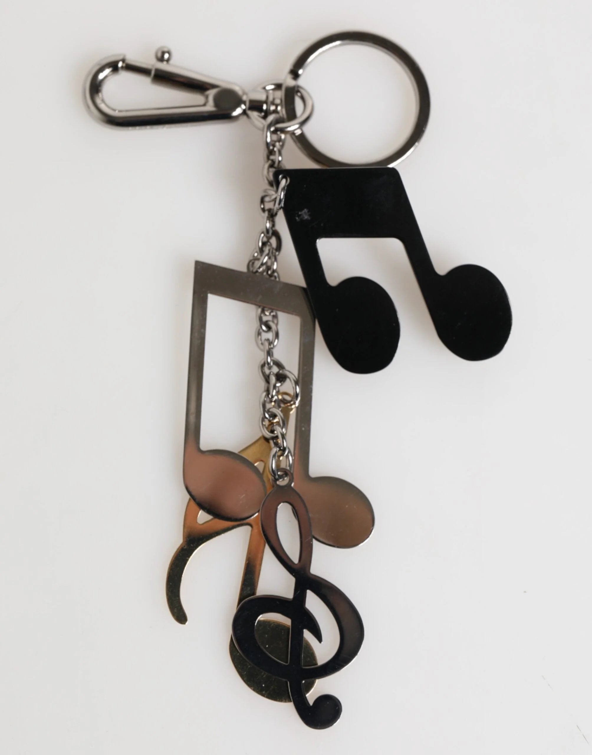 Dolce & Gabbana Silver Musical Note Key Holder Keychain Bag Charm Keyring - Keychains
