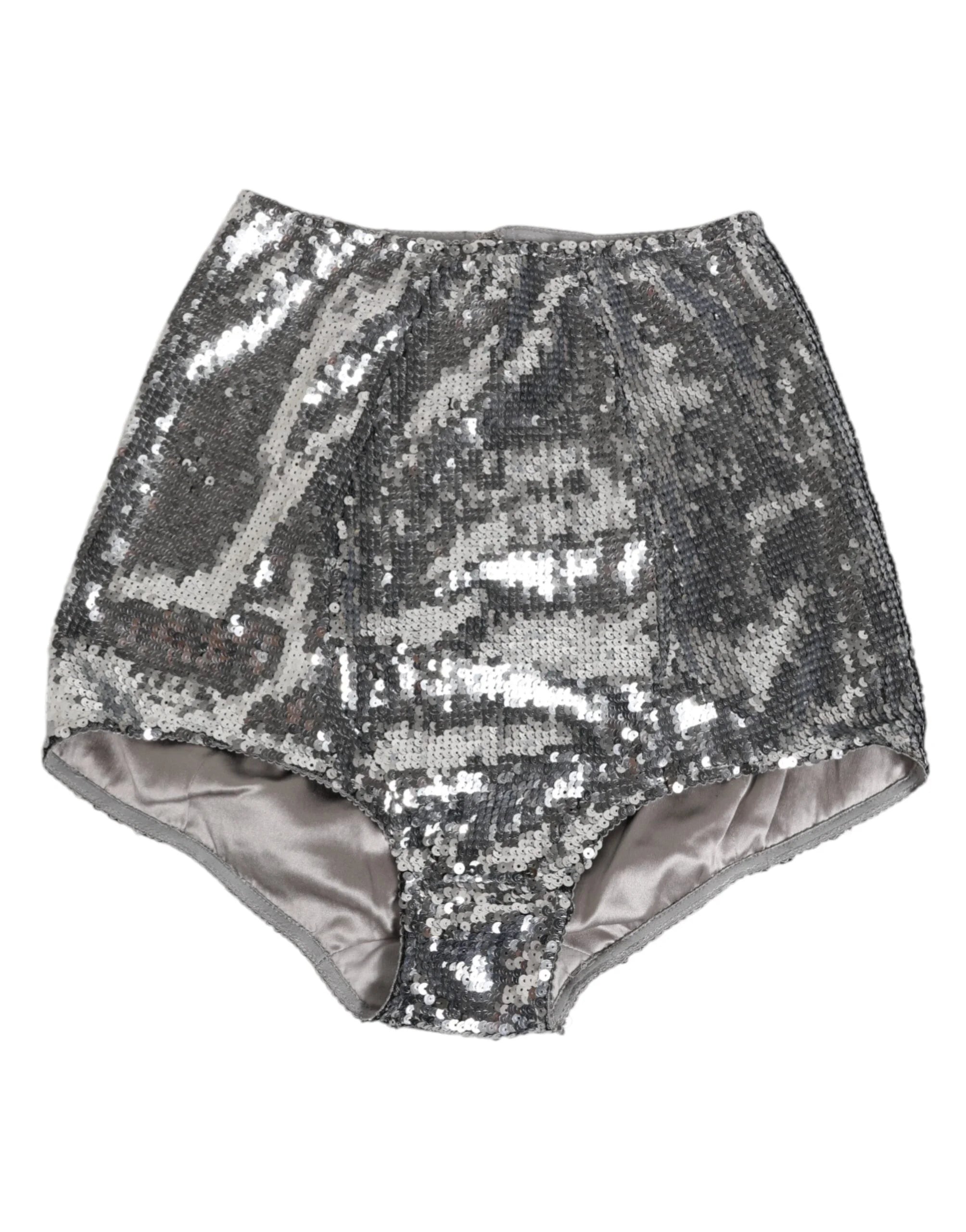 Dolce & Gabbana Silver Nylon Sequined Slip Girdle Panty Underwear - IT2 | S - Thongs