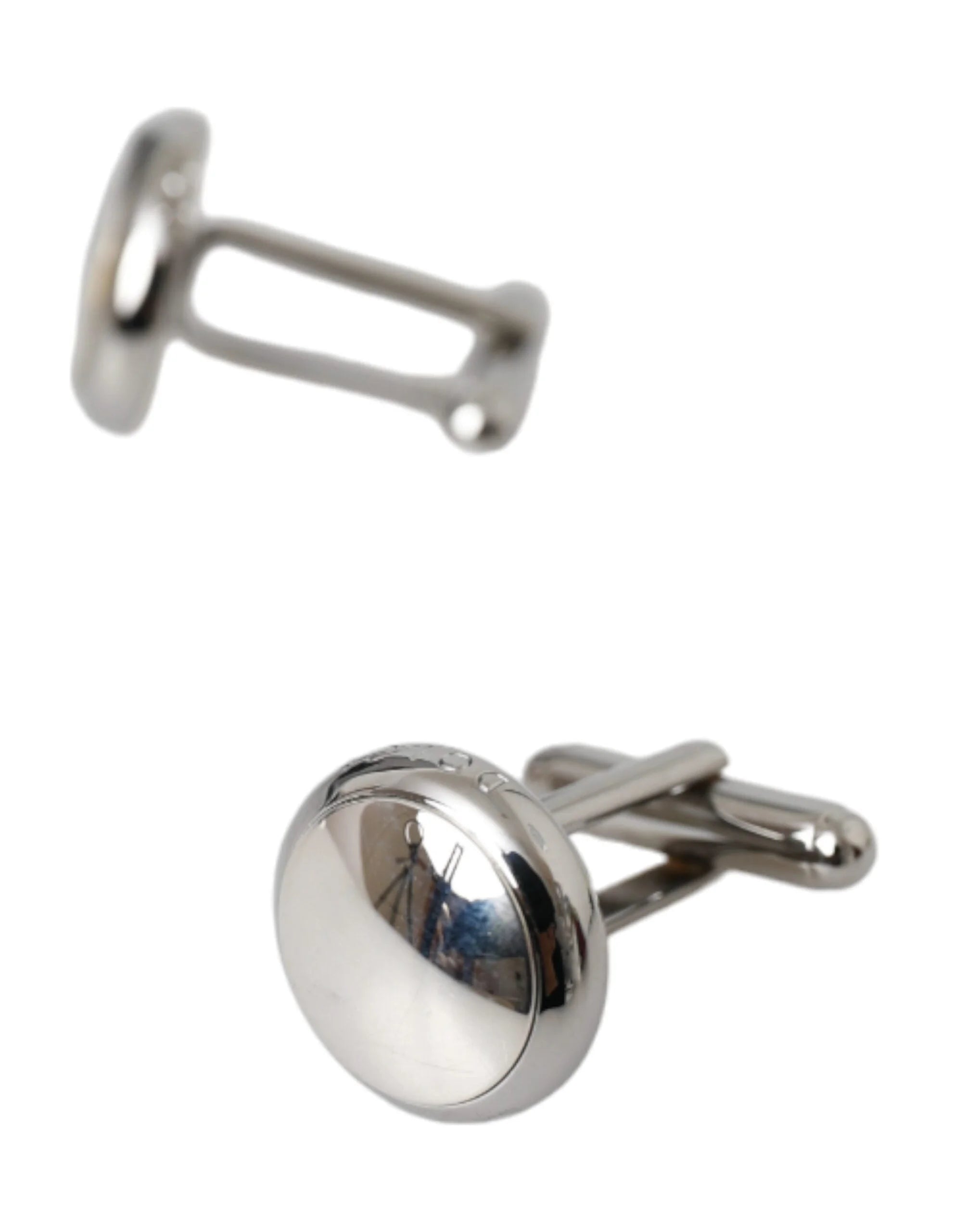 Dolce & Gabbana Silver Plated Brass Round Pin Men Cufflinks - Cufflinks