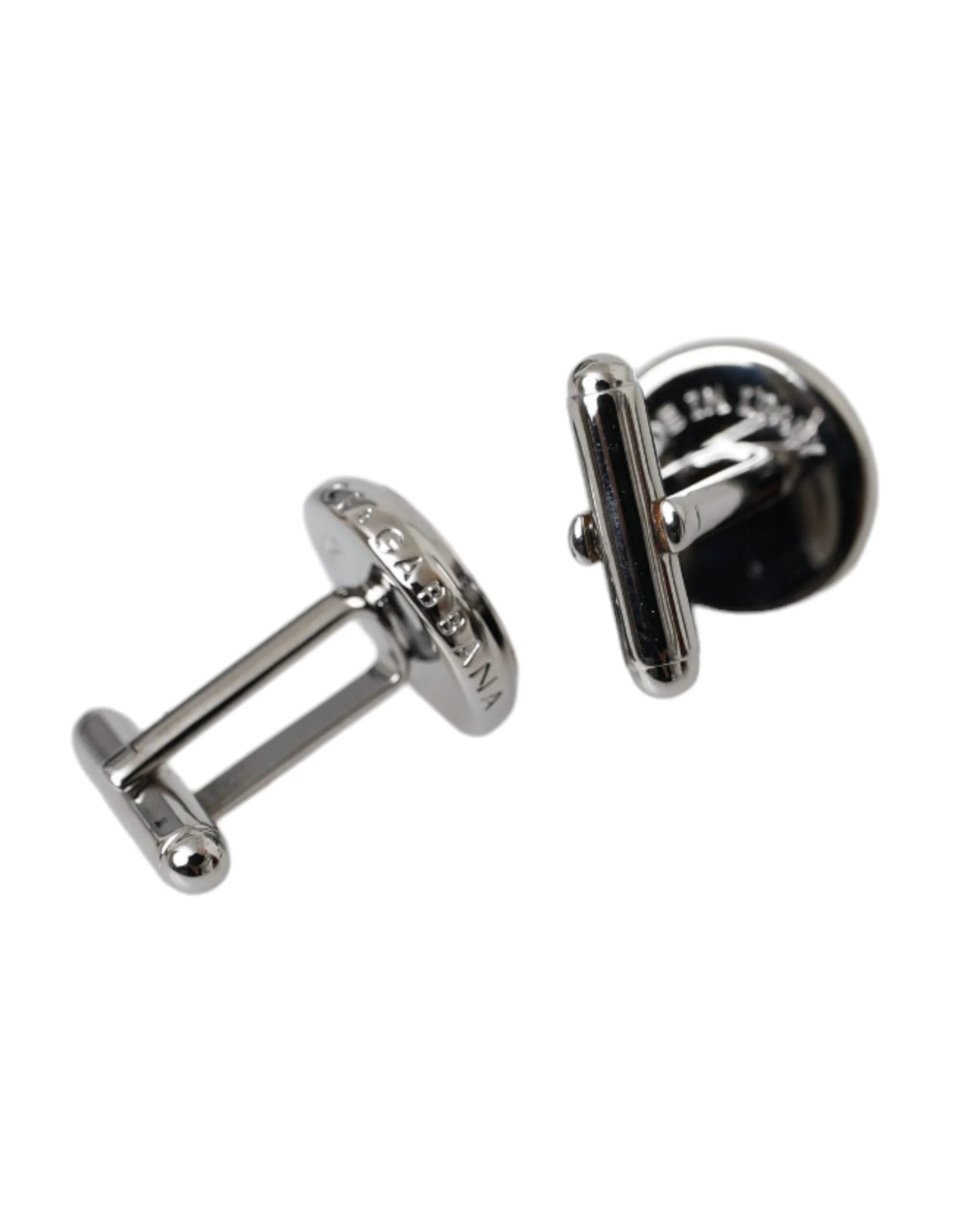 Dolce & Gabbana Silver Plated Brass Round Pin Men Cufflinks - Cufflinks