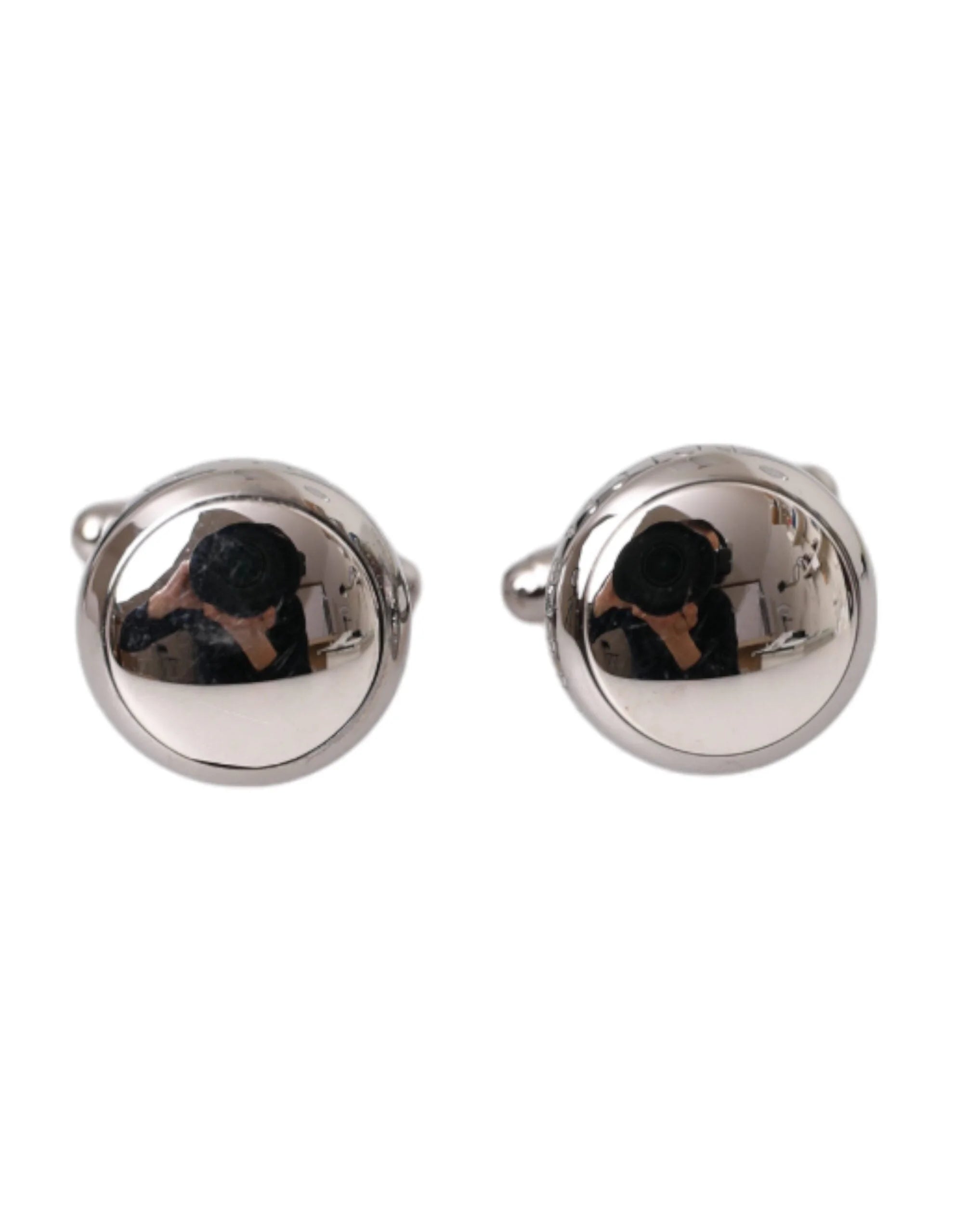 Dolce & Gabbana Silver Plated Brass Round Pin Men Cufflinks - Cufflinks