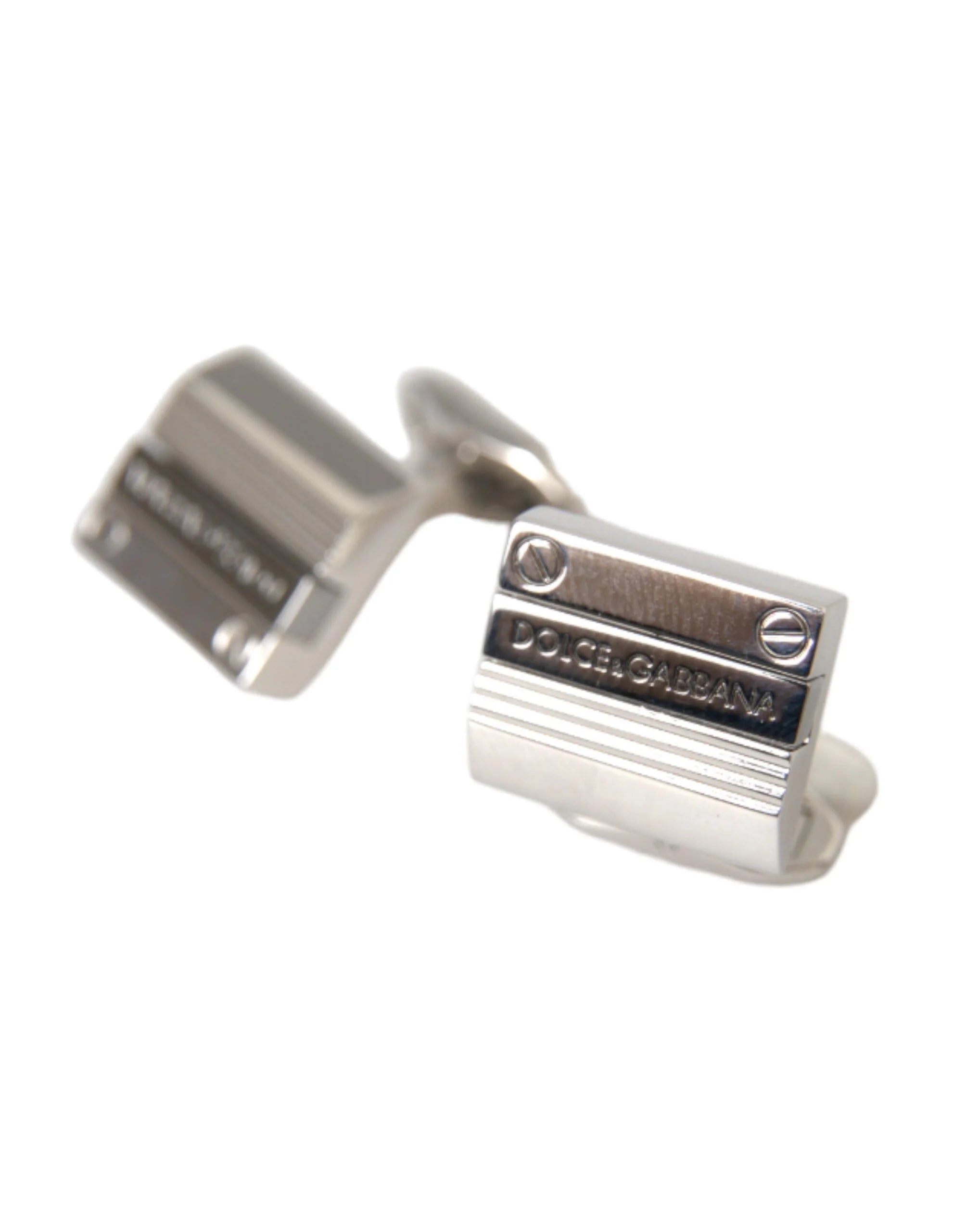 Dolce & Gabbana Silver Plated Metal Brass DG Logo Pin Cufflinks - Cufflinks