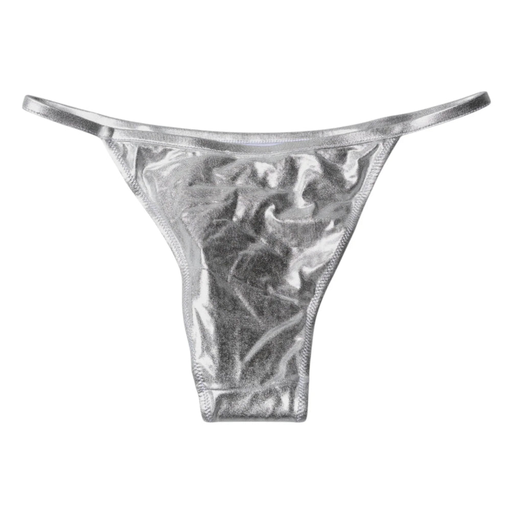 Dolce & Gabbana Silver Polyester Beachwear Bikini Bottom Swimwear - IT3 | M - Classic Bikinis