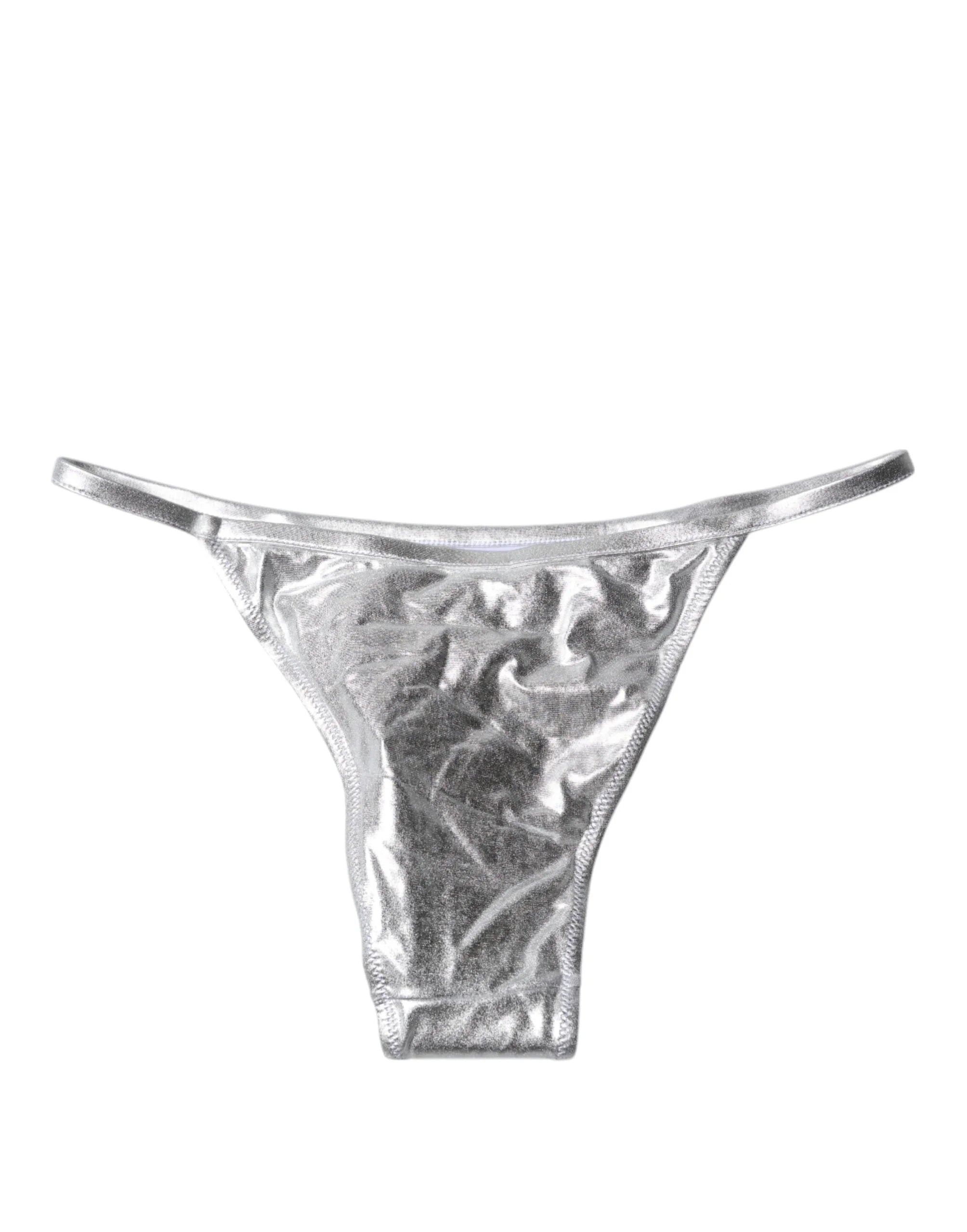 Dolce & Gabbana Silver Polyester Beachwear Bikini Bottom Swimwear - IT3 | M - Classic Bikinis