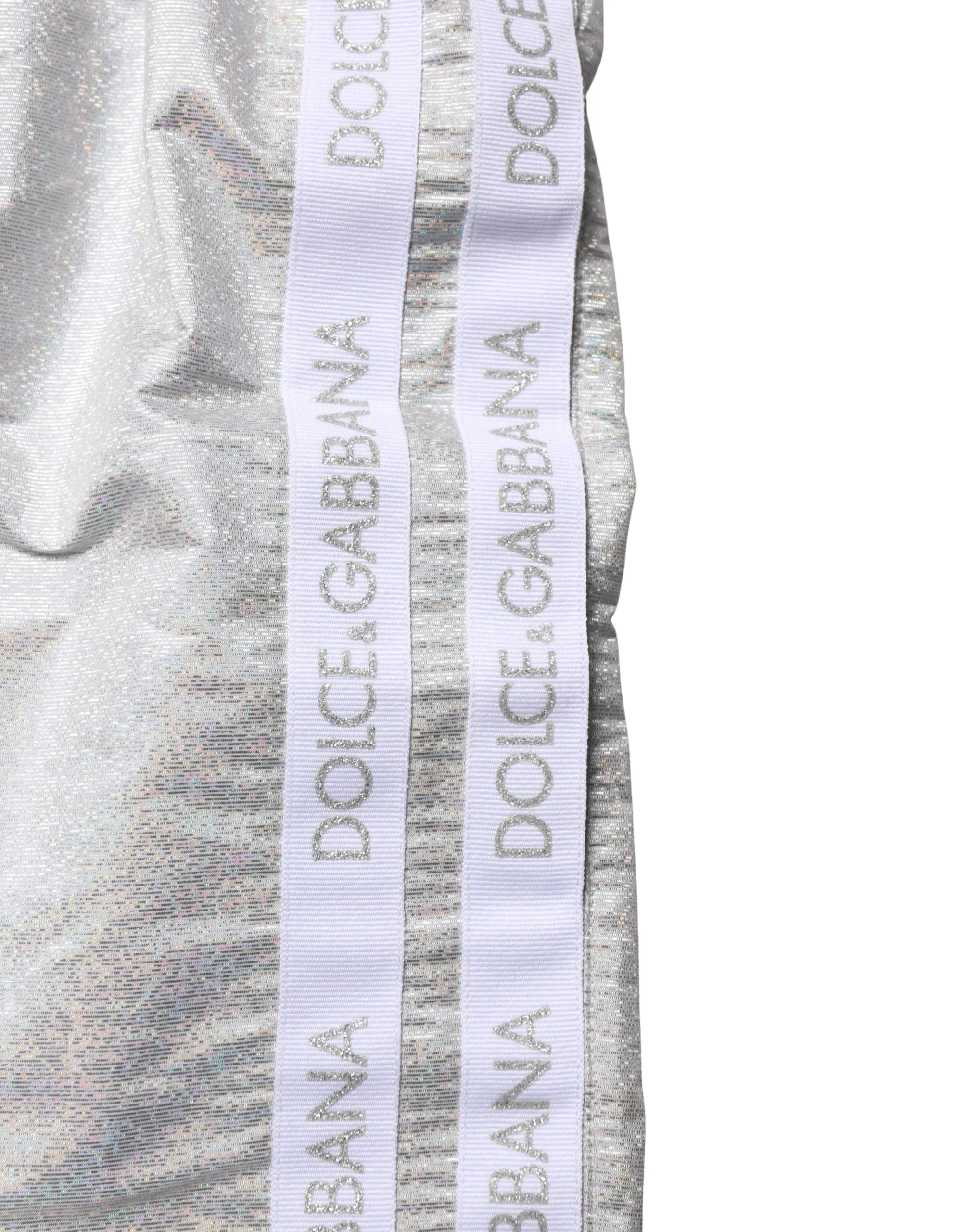 Dolce & Gabbana sølvfargede polyestershorts med knytebånd til menn – badetøy - IT4 | S