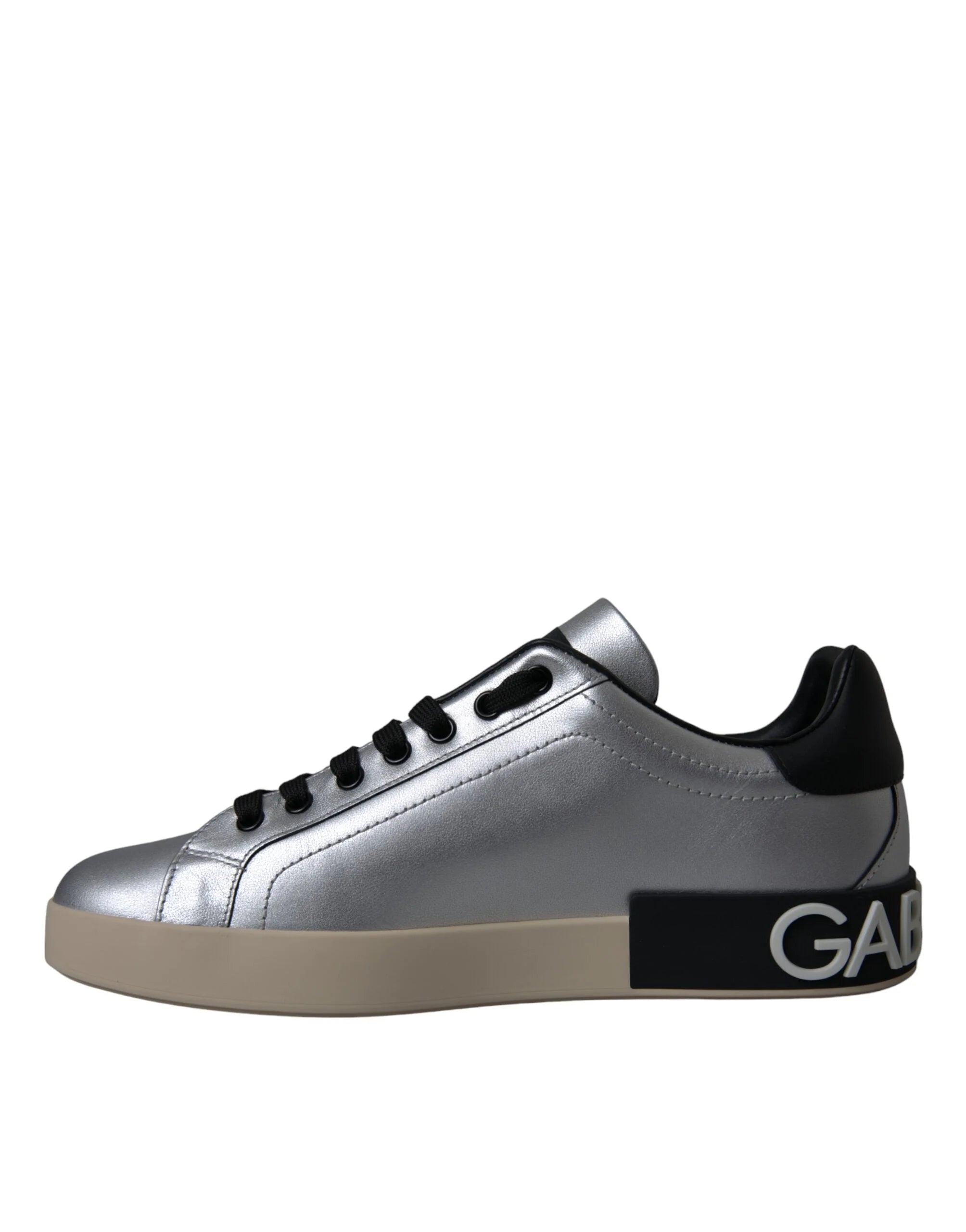 Dolce & Gabbana Silver Portofino Calf Leather Sneakers Men Shoes - EU40/US7