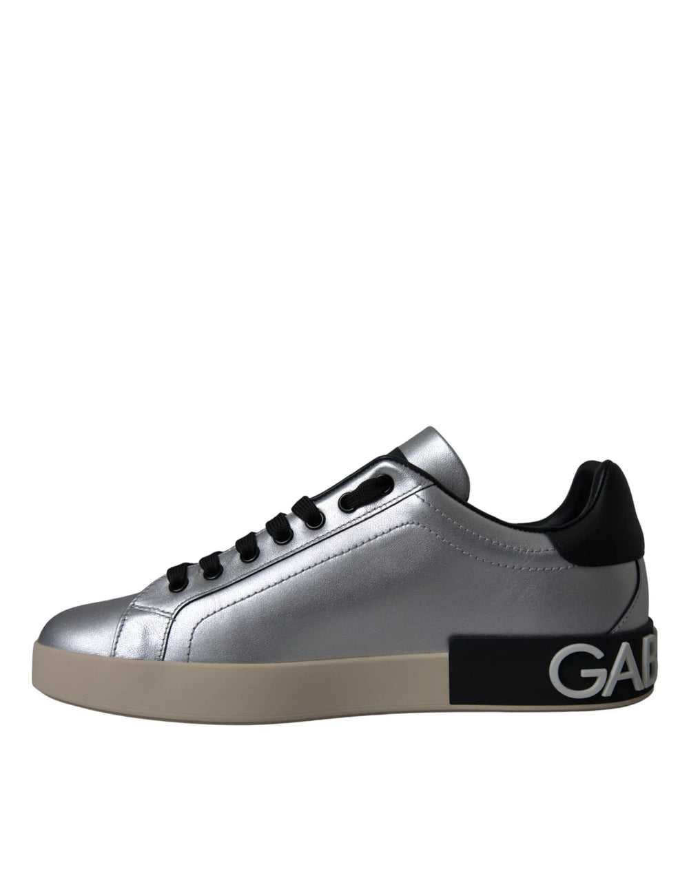 Dolce & Gabbana Silver Portofino Calf Leather Sneakers Men Shoes - EU40/US7
