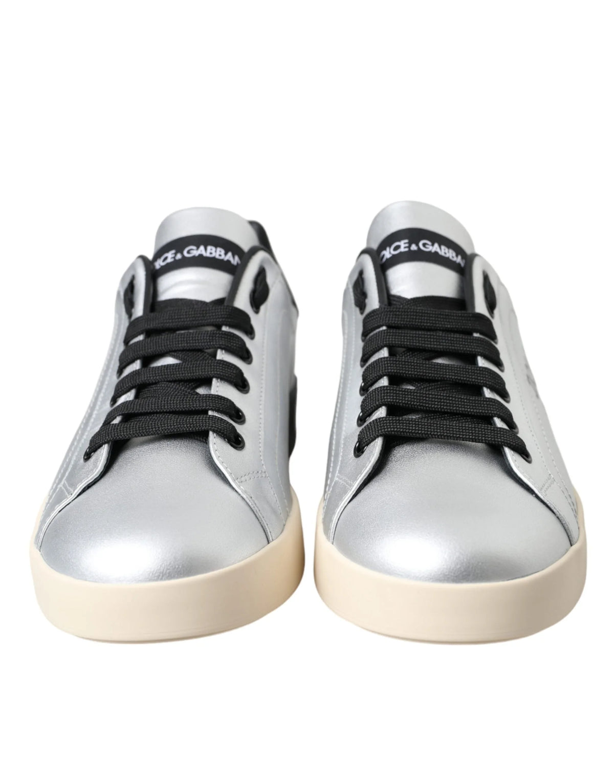 Dolce & Gabbana Silver Portofino Calf Leather Sneakers Men Shoes - EU40/US7