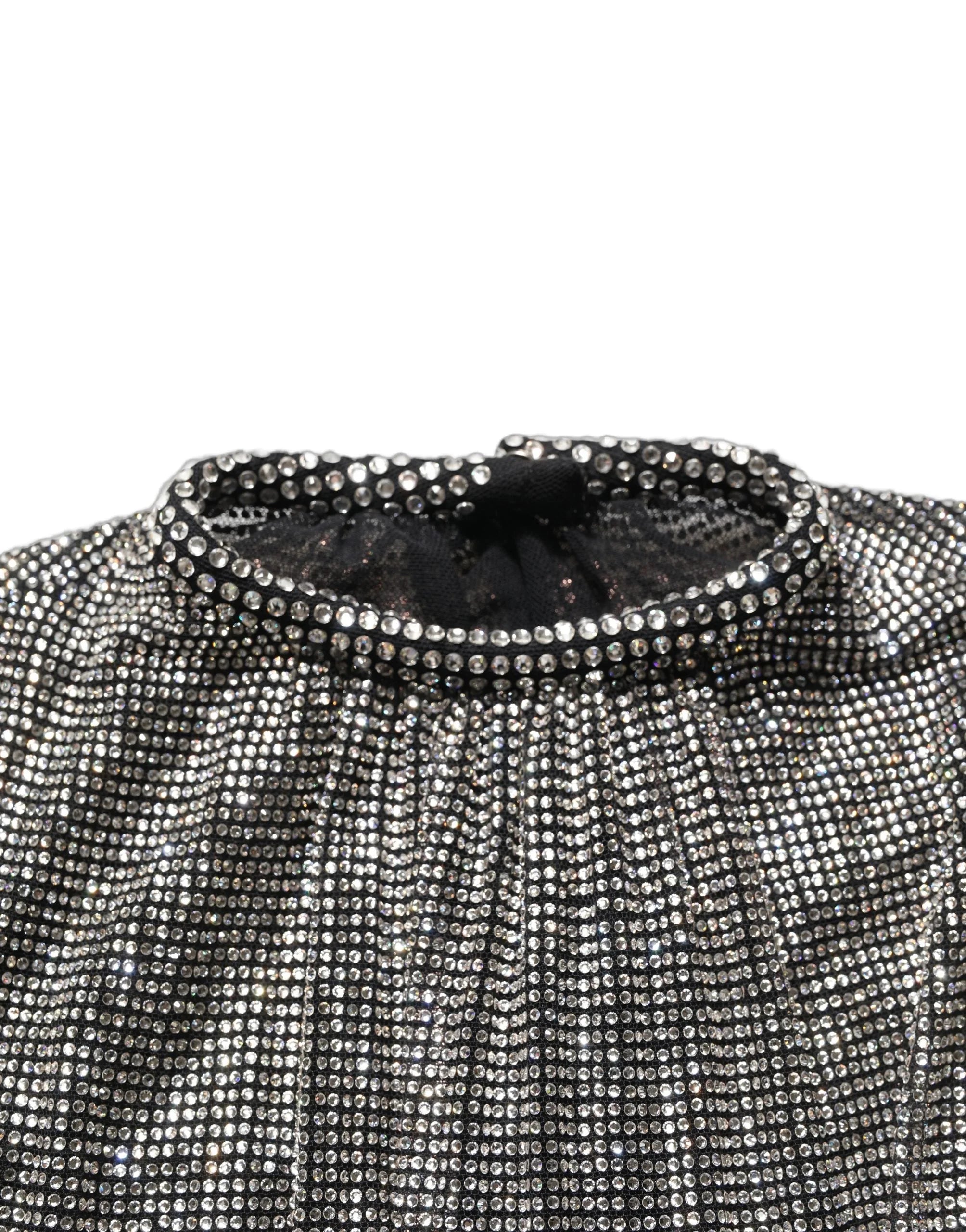 Dolce & Gabbana Silver Rhinestones Long Sleeves Bodysuit Mini Dress - IT38 | XS