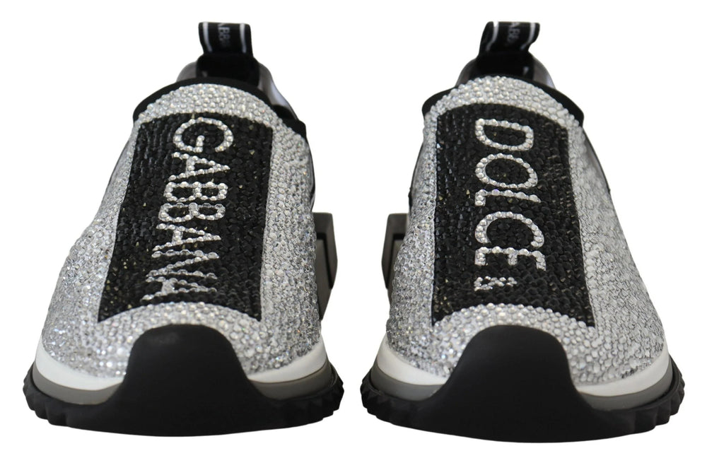 Dolce & Gabbana Silver Rhinestones Sorrento Sneakers Shoes - Sneakers