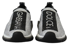 Dolce & Gabbana Silver Rhinestones Sorrento Sneakers Shoes - Sneakers