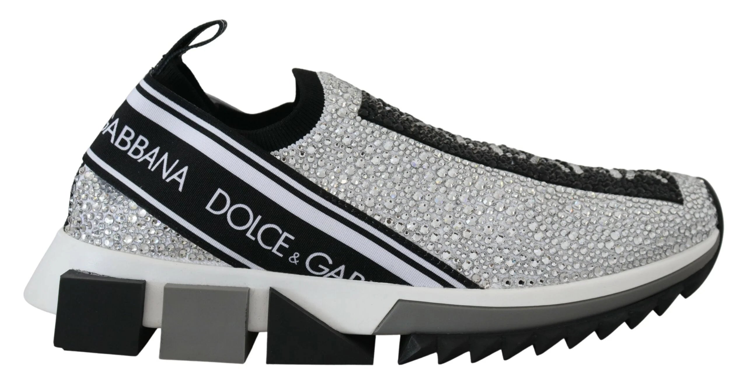 Dolce & Gabbana Silver Rhinestones Sorrento Sneakers Shoes - EU37.5/US7