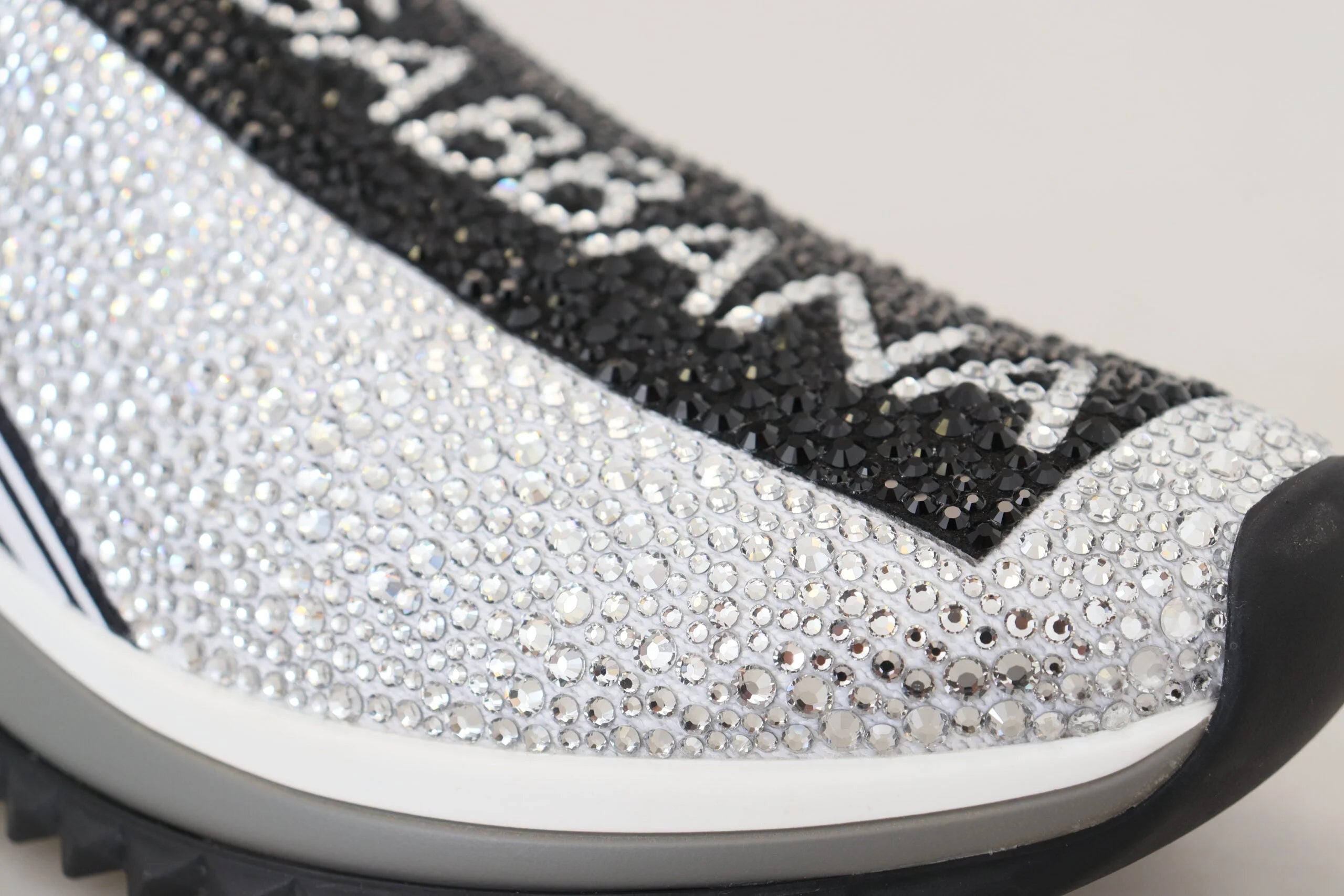 Dolce & Gabbana Silver Rhinestones Sorrento Sneakers Shoes - EU37.5/US7