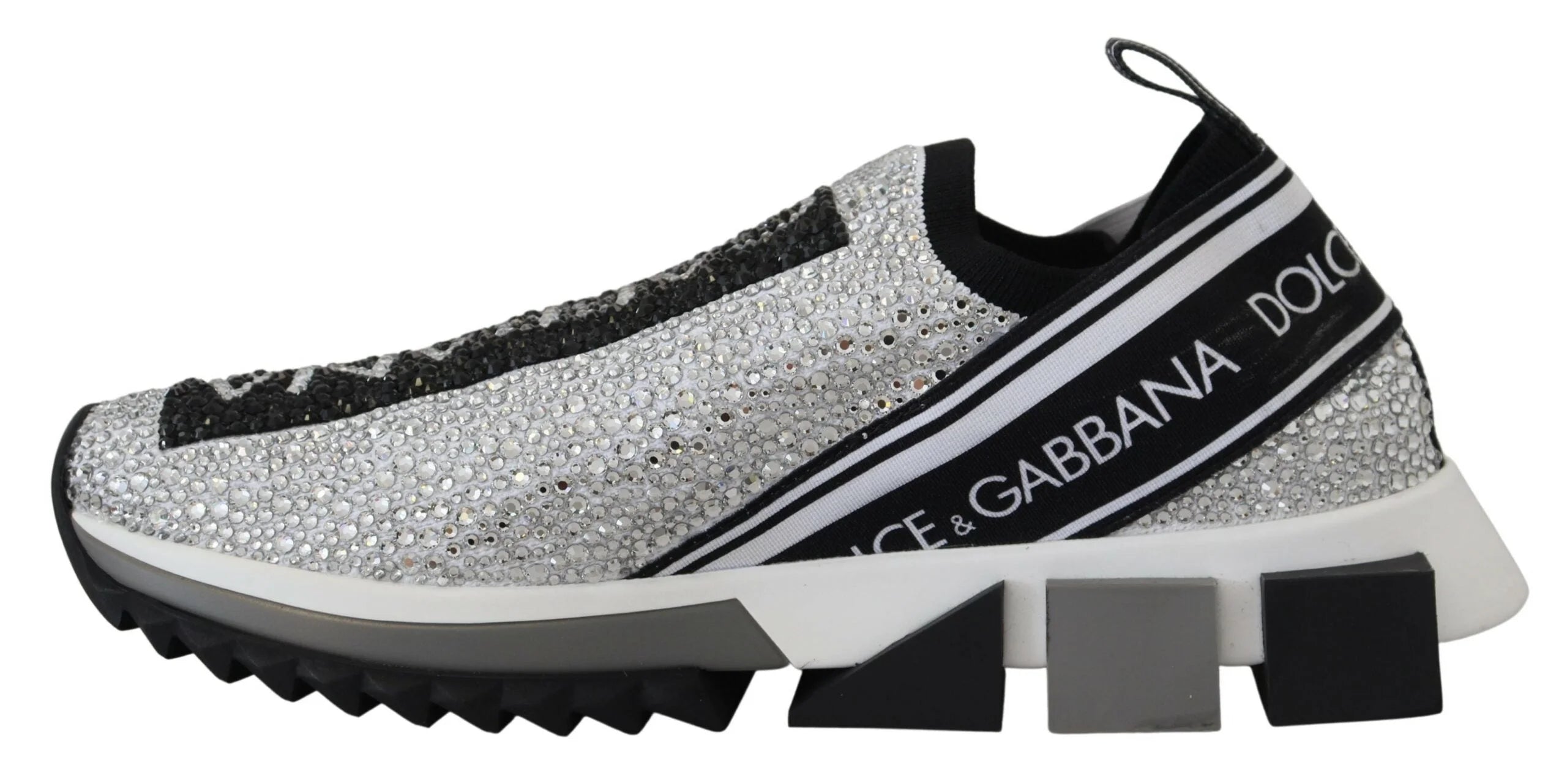 Dolce & Gabbana Silver Rhinestones Sorrento Sneakers Shoes - EU37.5/US7
