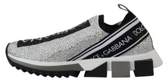 Dolce & Gabbana Silver Rhinestones Sorrento Sneakers Shoes - EU37.5/US7