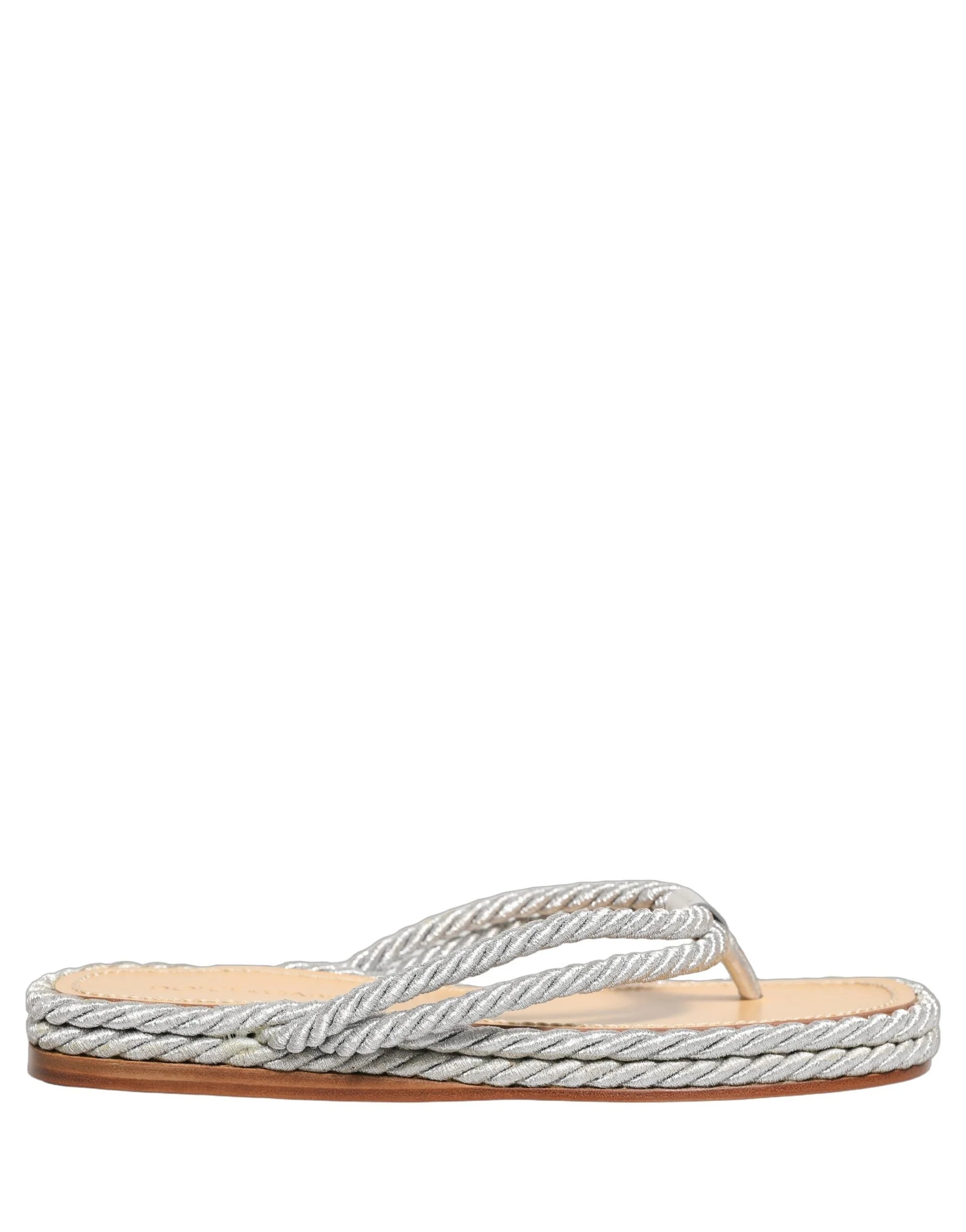 Sandalias tipo chancla Dolce & Gabbana plateadas de cuerda – EU44/US11