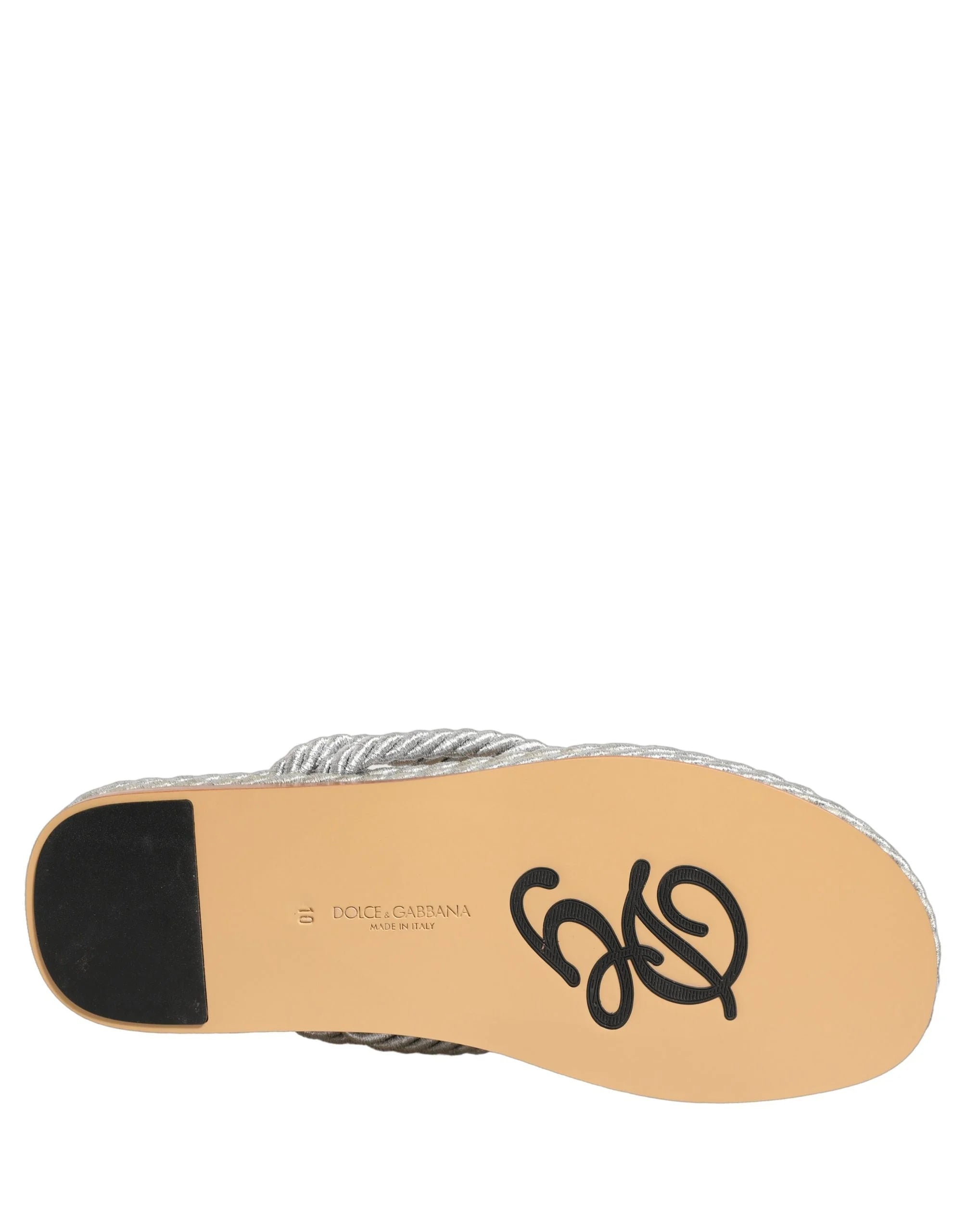 Sandalias tipo chancla Dolce & Gabbana plateadas de cuerda – EU44/US11