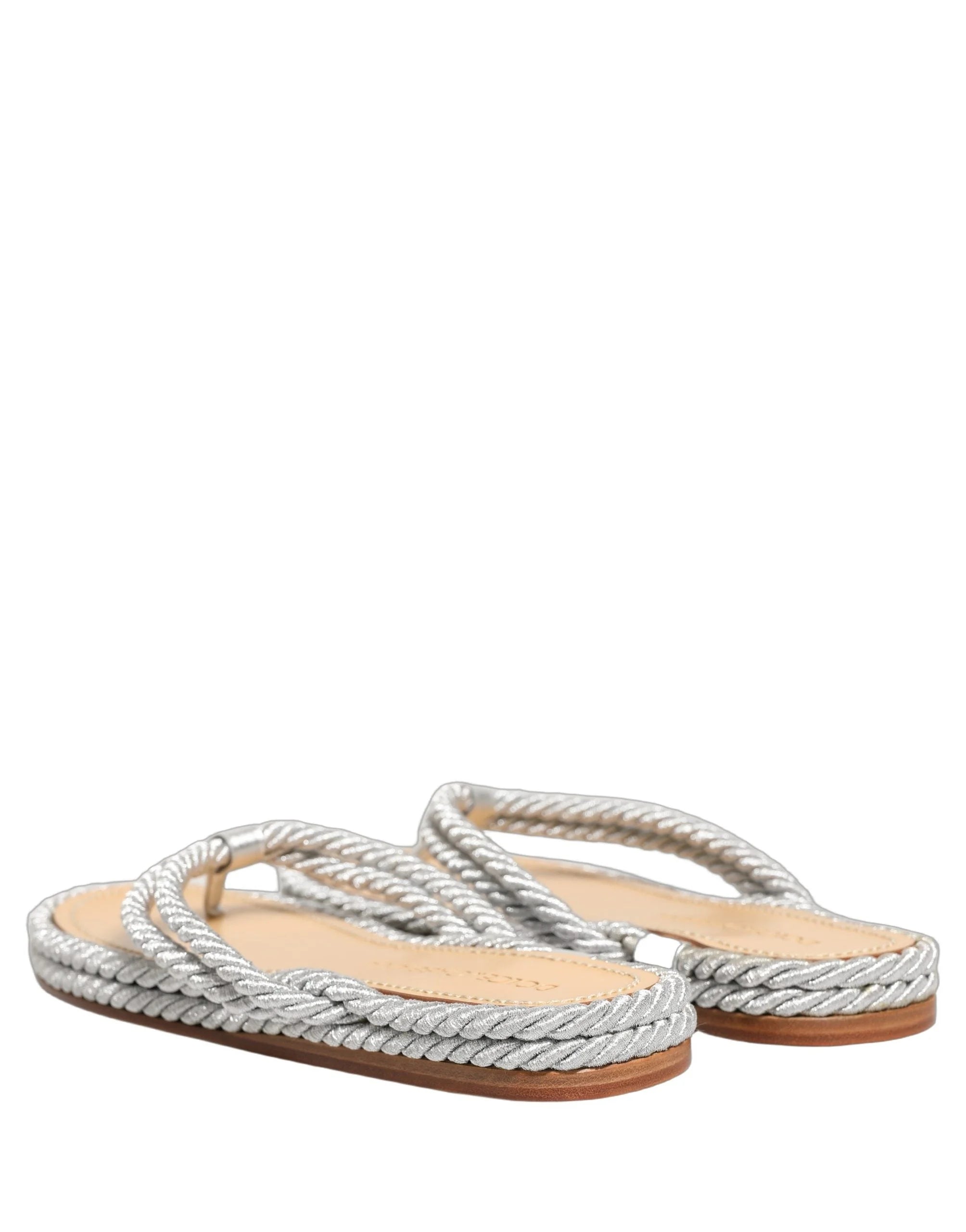 Sandalias tipo chancla Dolce & Gabbana plateadas de cuerda – EU44/US11