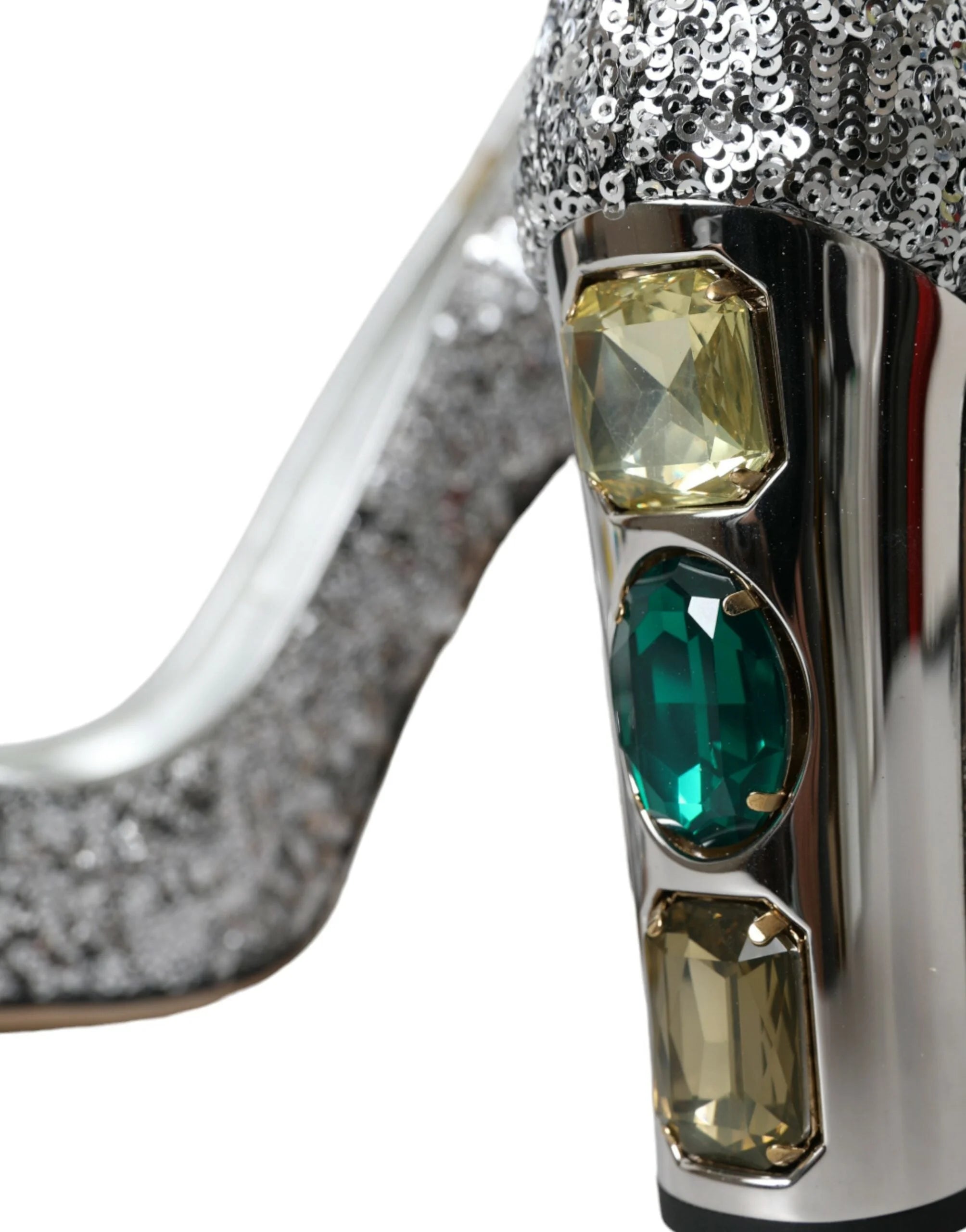 Dolce & Gabbana Silver Sequin Embellished Heels Pumps Shoes - Heels