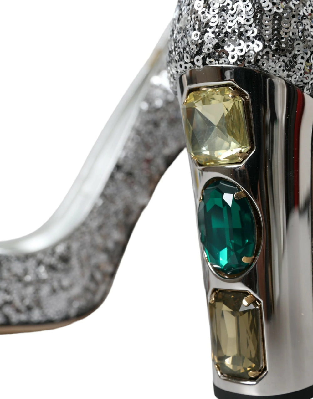 Dolce & Gabbana Silver Sequin Embellished Heels Pumps Shoes - Heels