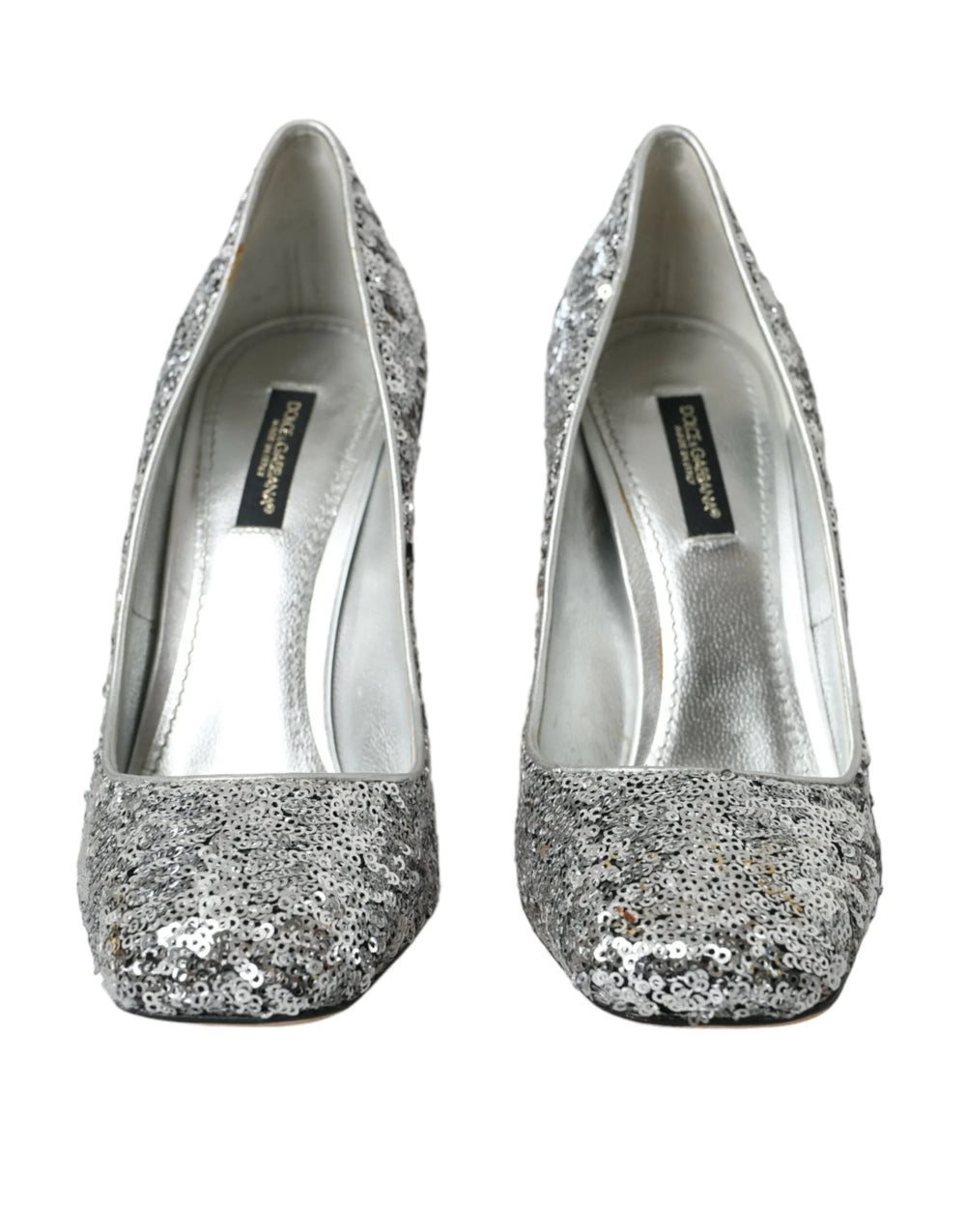 Dolce & Gabbana Silver Sequin Embellished Heels Pumps Shoes - Heels