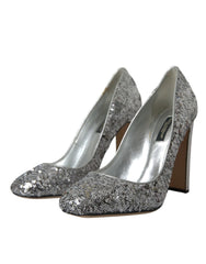 Dolce & Gabbana Silver Sequin Embellished Heels Pumps Shoes - Heels