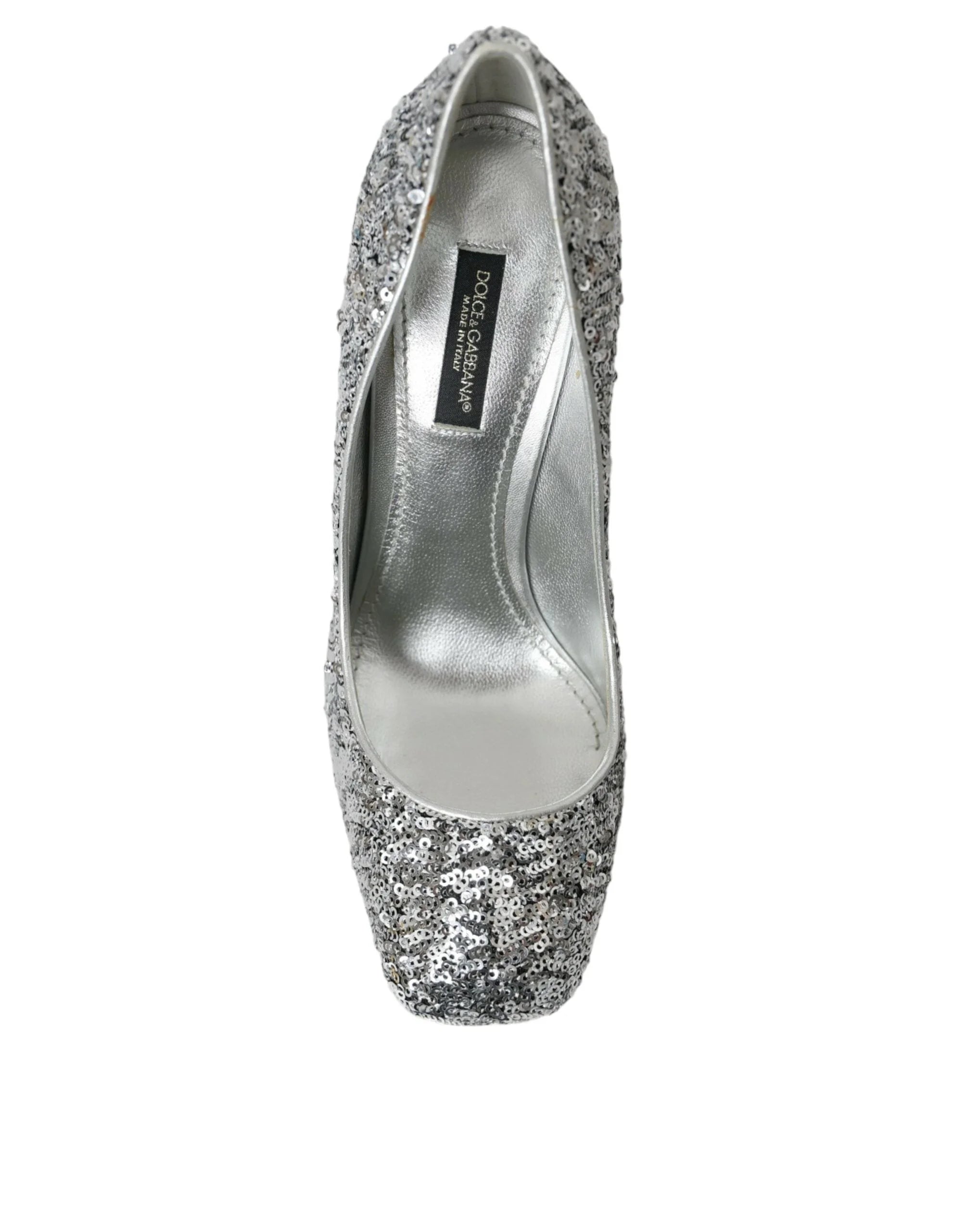 Dolce & Gabbana Silver Sequin Embellished Heels Pumps Shoes - Heels