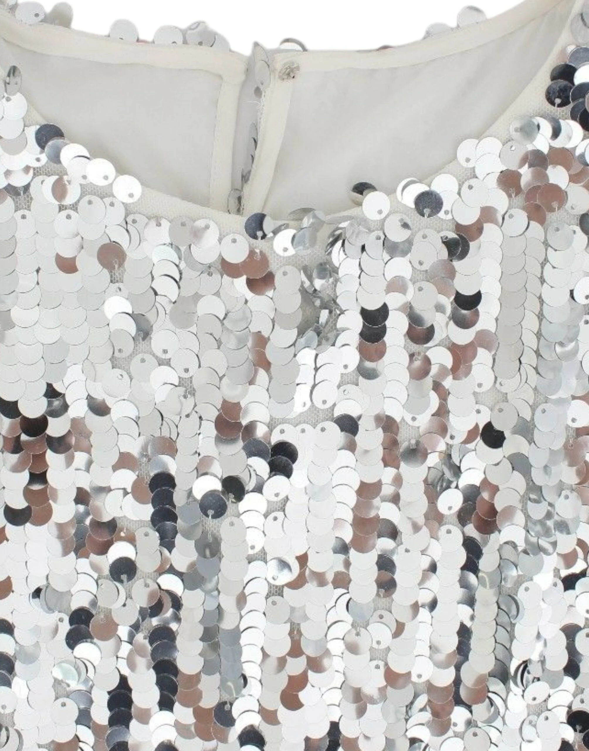 Dolce & Gabbana Silver Sequined Crewneck Blouse T-shirt Top - Blouses