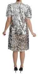 Dolce & Gabbana Silver Sequined Crystal Shift Gown Dress - IT40|S - Dresses