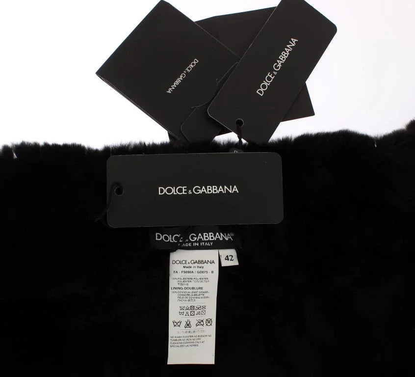 Dolce & Gabbana Silver Sequined Floral Weasel Fur Shoulder Scarf Wrap - Scarves & Shawls
