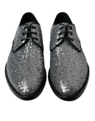 Dolce & Gabbana Silver Sequined Lace Up Men Derby Dress Shoes - EU39/US6 - Shoes