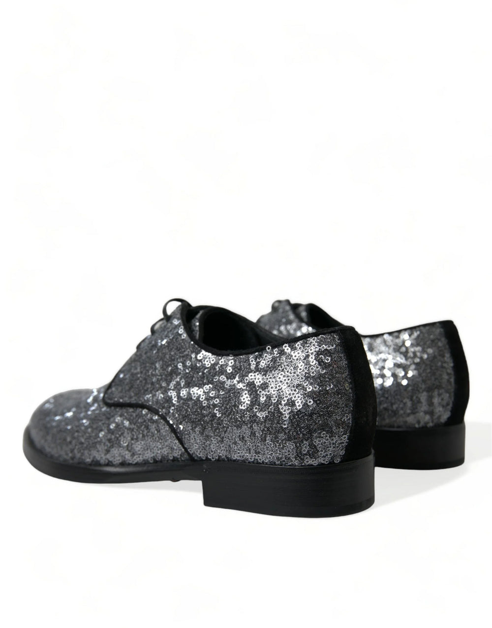Dolce & Gabbana Silver Sequined Lace Up Men Derby Dress Shoes - EU39/US6
