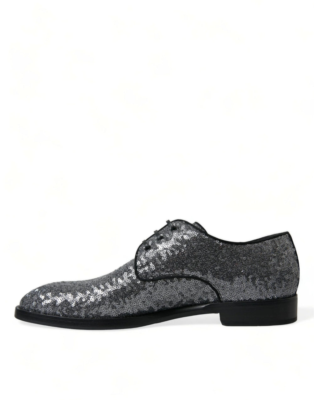 Dolce & Gabbana Silver Sequined Lace Up Men Derby Dress Shoes - EU39/US6